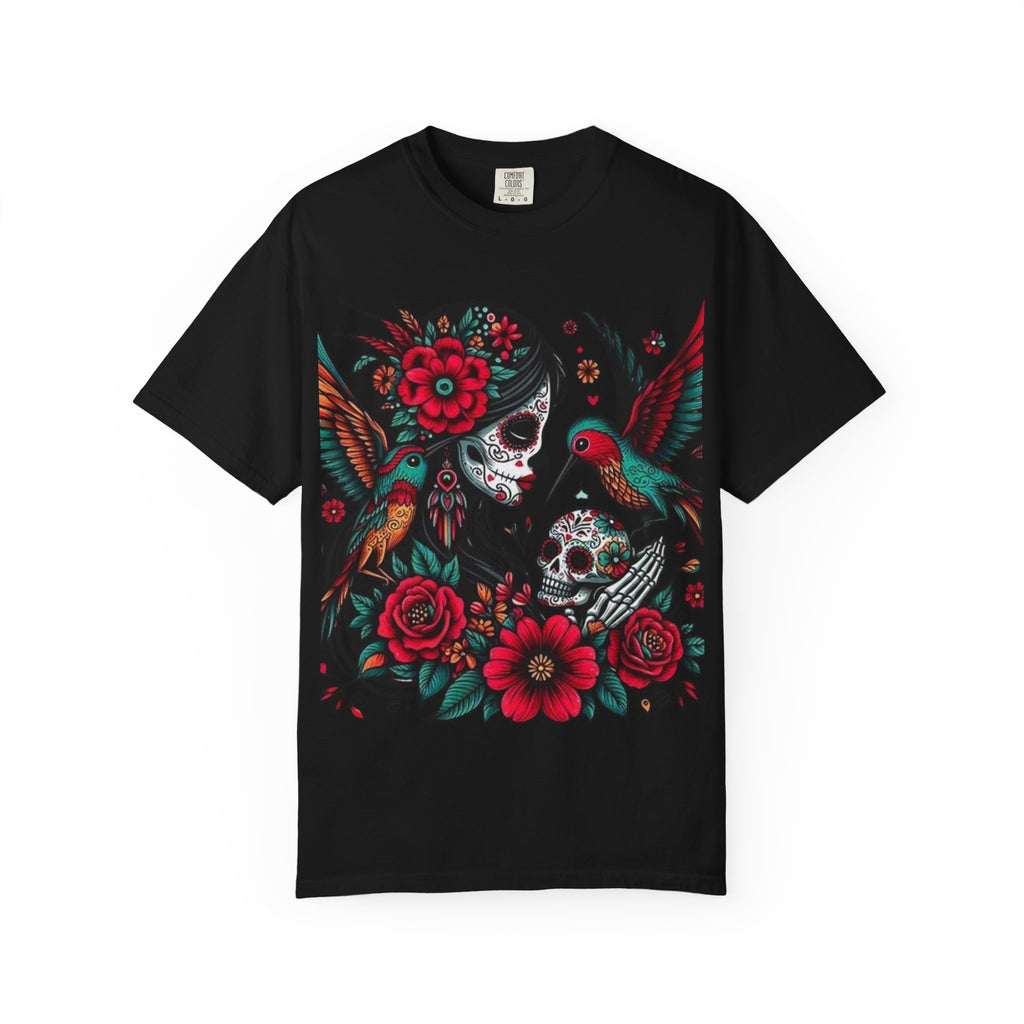 Sugar Skull Floral Unisex T-Shirt - Vibrant Day of the Dead Design