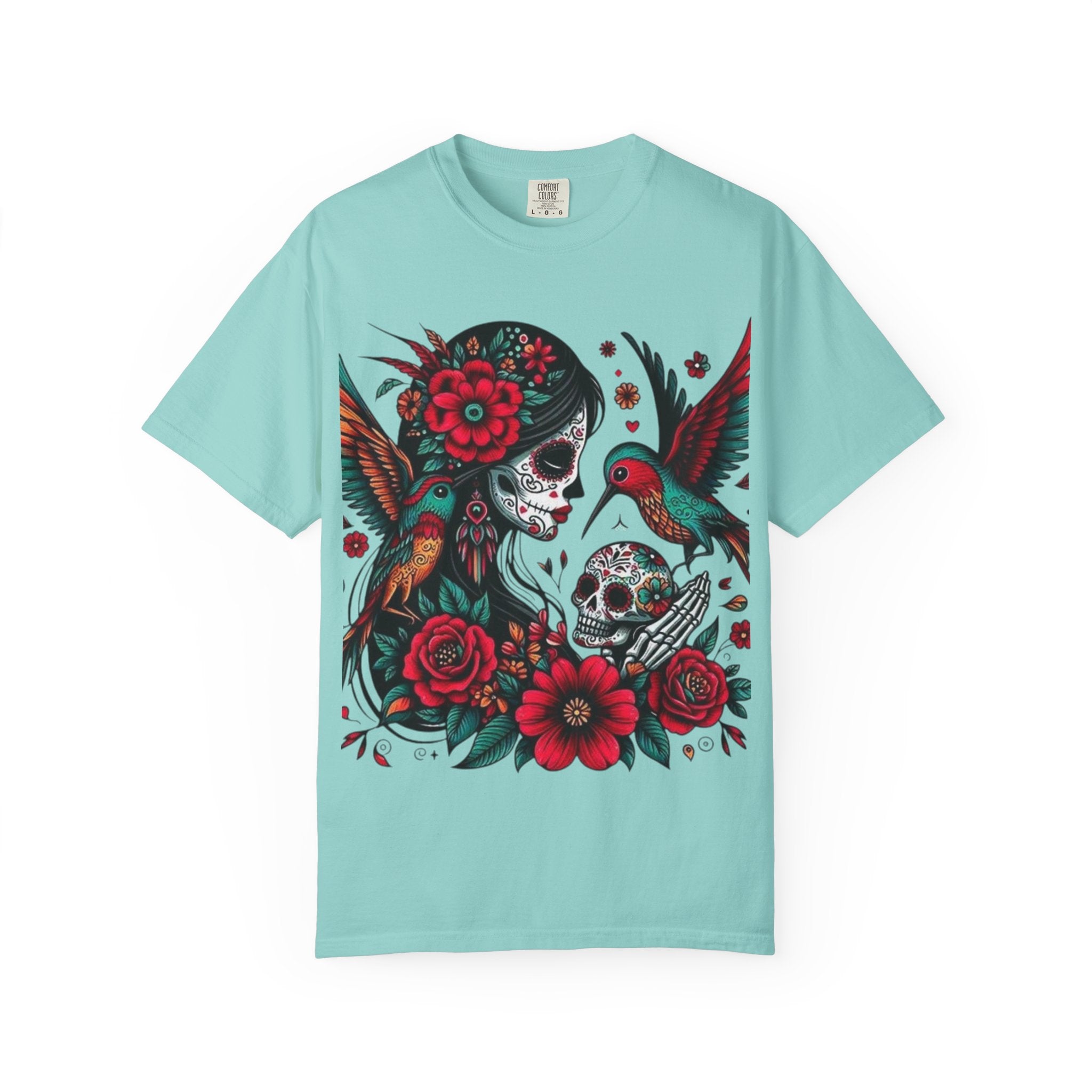 Sugar Skull Floral Unisex T-Shirt - Vibrant Day of the Dead Design