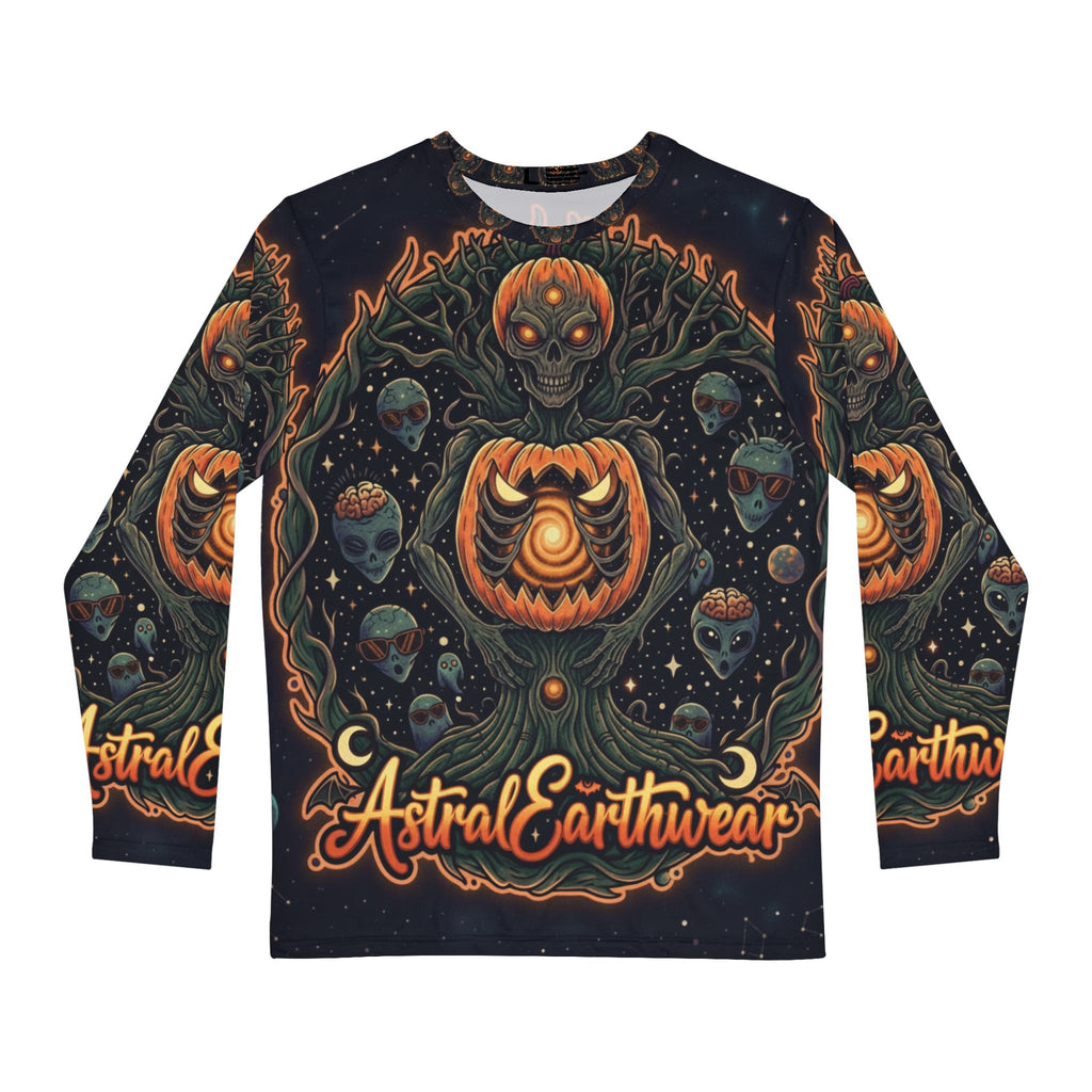 Astral Pumpkin Spirit Long Sleeve Shirt, Unique Graphic Tee, Fall Fashion, Halloween Apparel, Bohemian Style