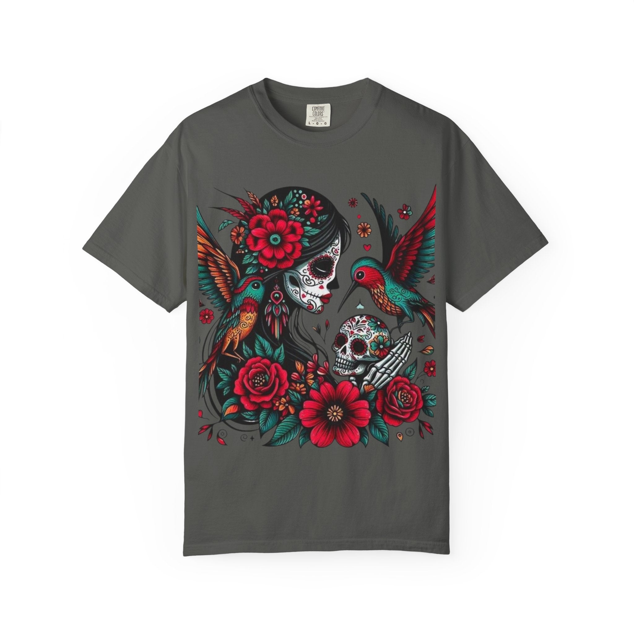 Sugar Skull Floral Unisex T-Shirt - Vibrant Day of the Dead Design