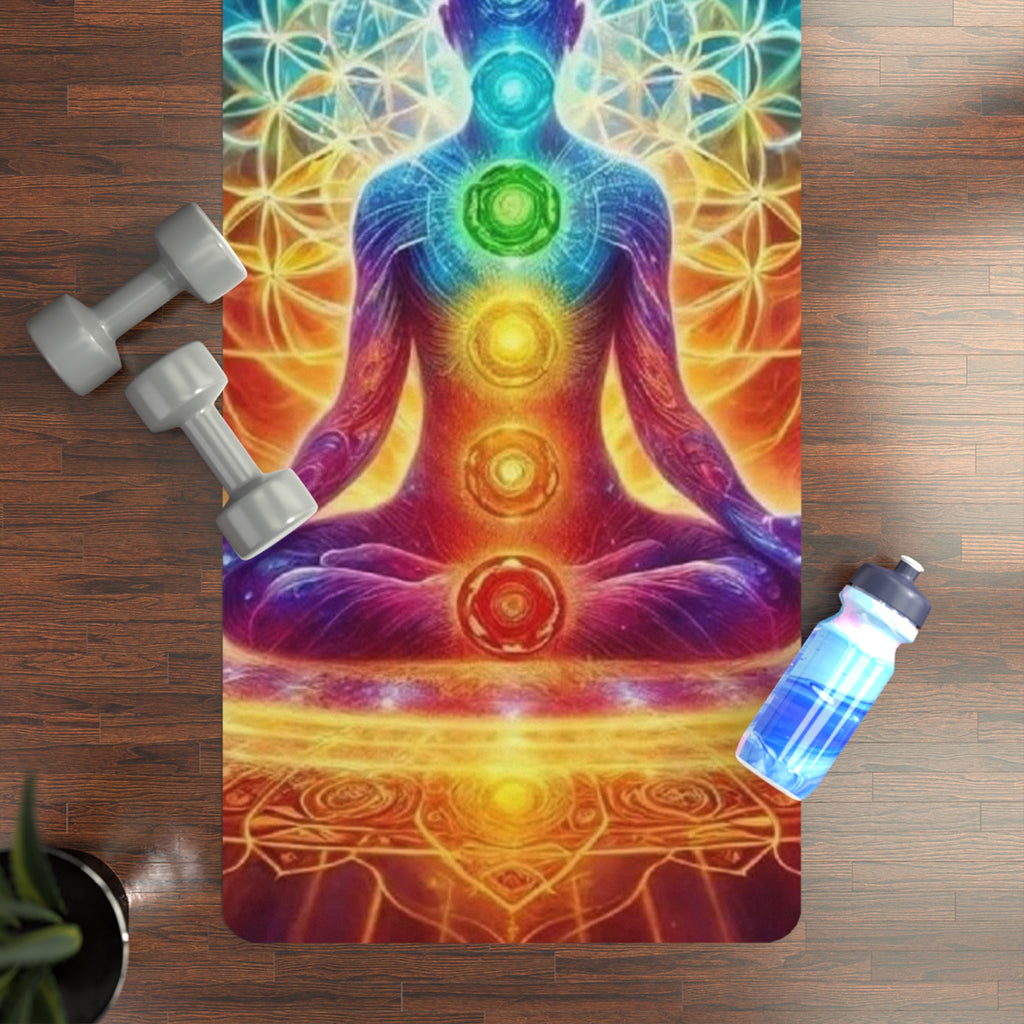 Mandala Chakra Rubber Yoga Mat - Colorful Meditation, Chakra Alignment, Eco-Friendly Fitness, Home Workout, Yoga Gift
