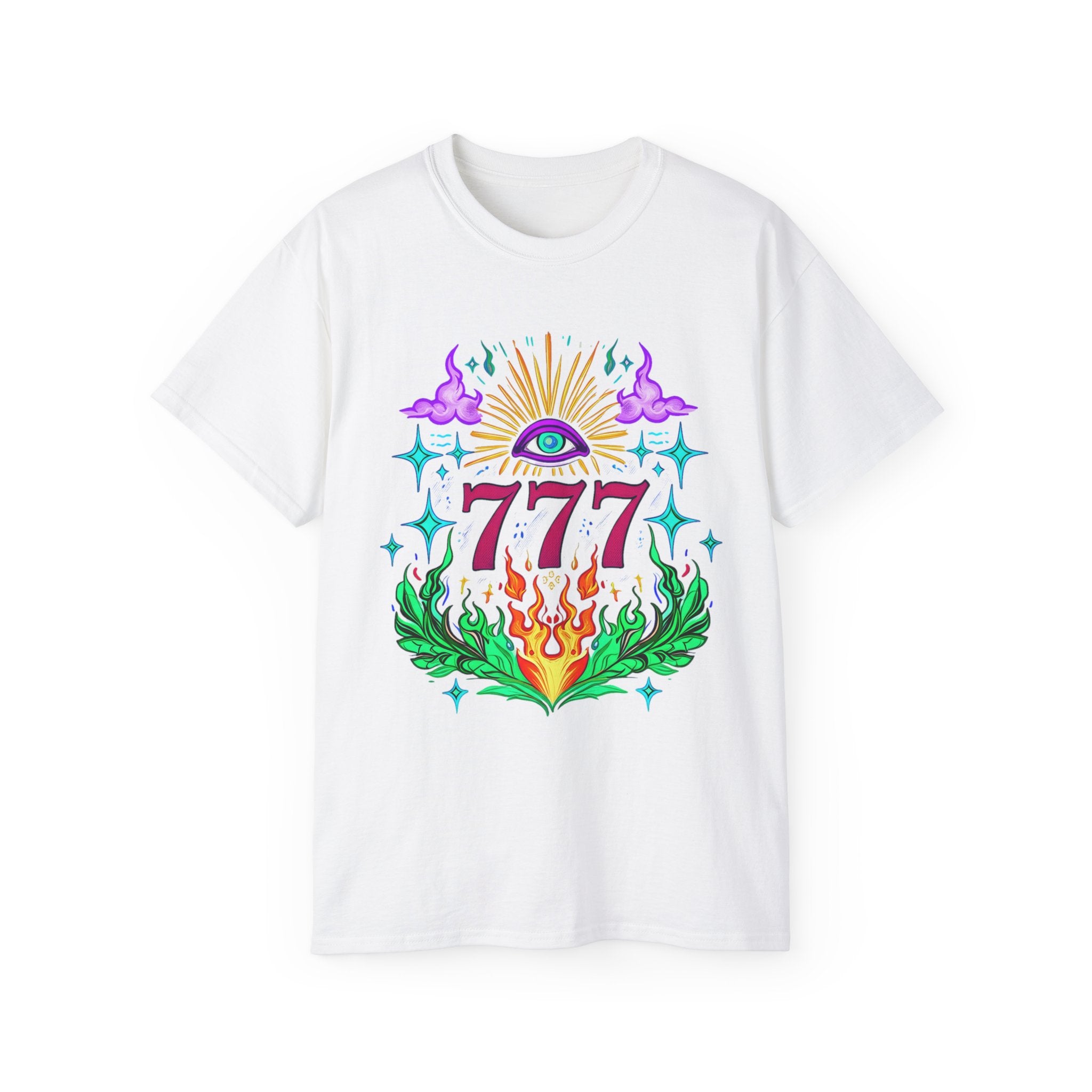 Mystical 777 Graphic Tee - Unisex Retro Spiritual Shirt, Gift for Tarot Lovers, Festival Wear, Casual Boho Top, Unique Art Tee