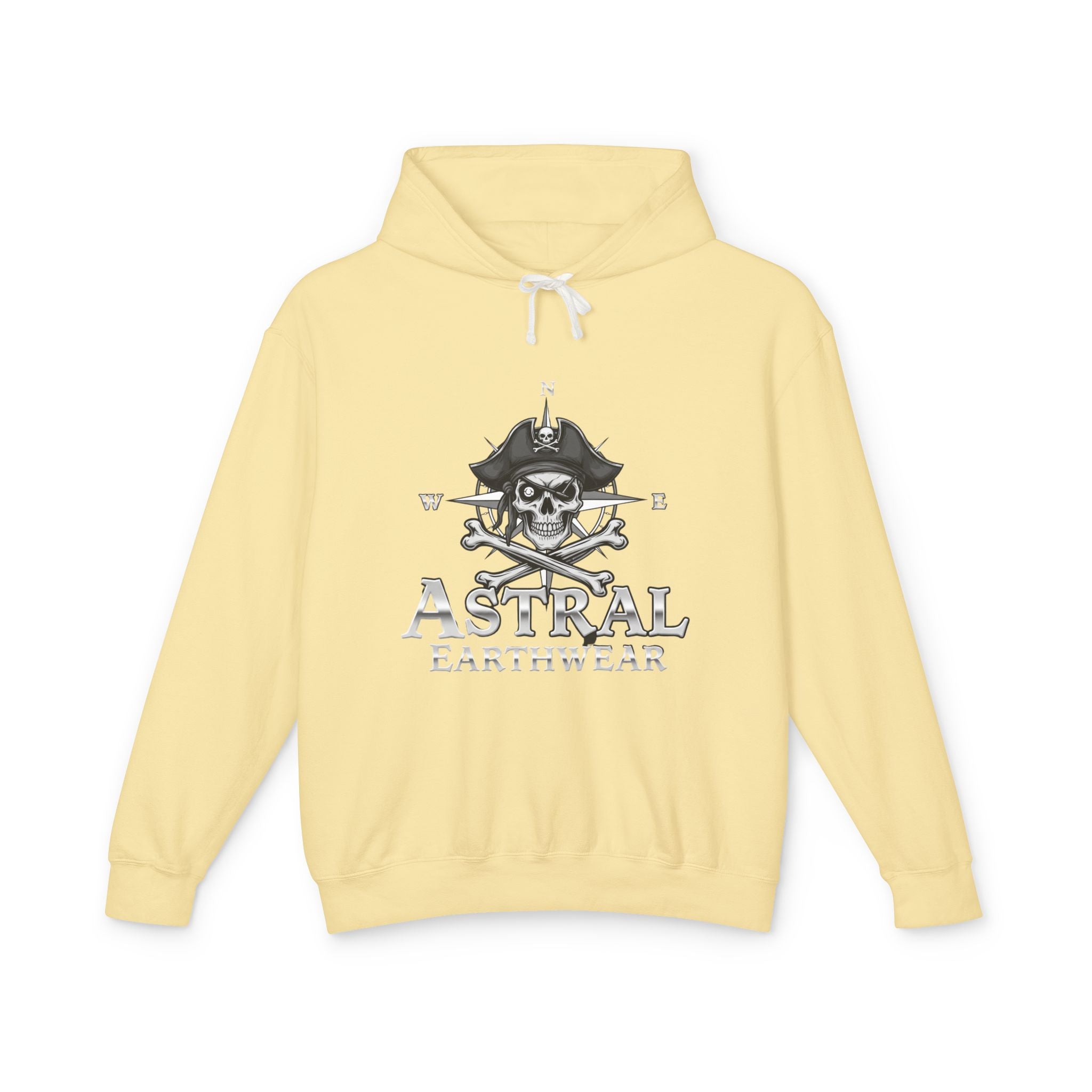 Pirate Skull Unisex Lightweight Hooded Sweatshirt, Casual Streetwear, Gift for Pirates, Summer Hoodie, Lightweight Layering