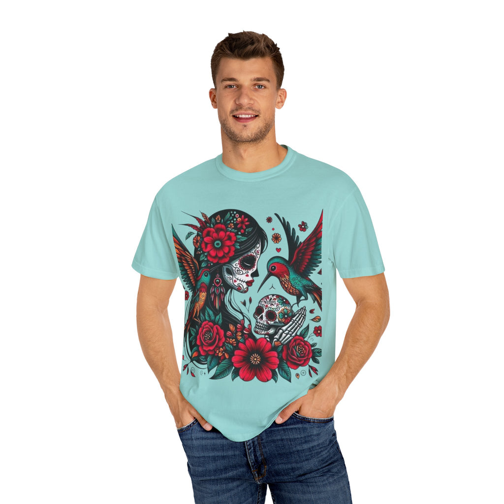 Sugar Skull Floral Unisex T-Shirt - Vibrant Day of the Dead Design