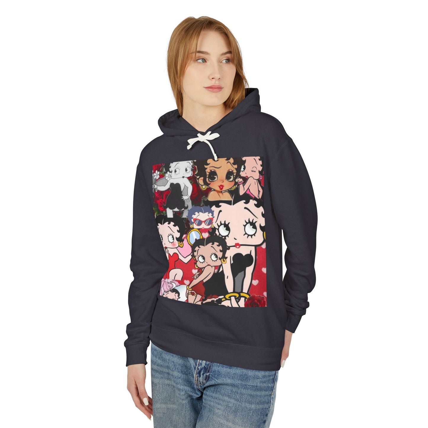 Cute Betty Boop Inspired Unisex Hoodie, Lightweight Hooded Sweatshirt for Women and Men, Gift for Friends, Cozy Fashion, Casual Wear, [...]