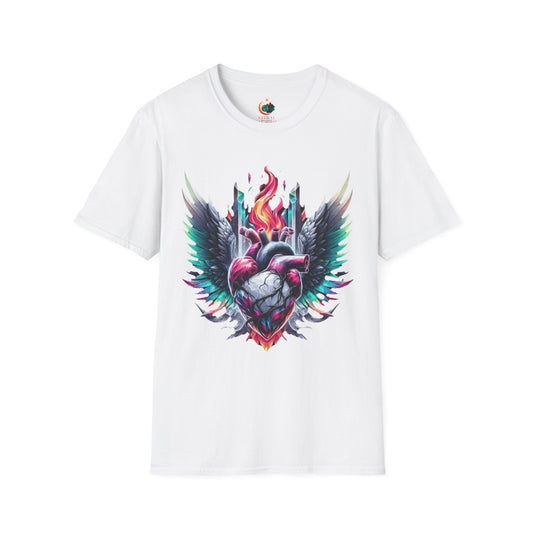 Artistic Heart Wings T-Shirt | Unisex Softstyle Tee, Heart Design Shirt, Graphic Art Tee, Trendy Casual Top, Gift for Art Lovers