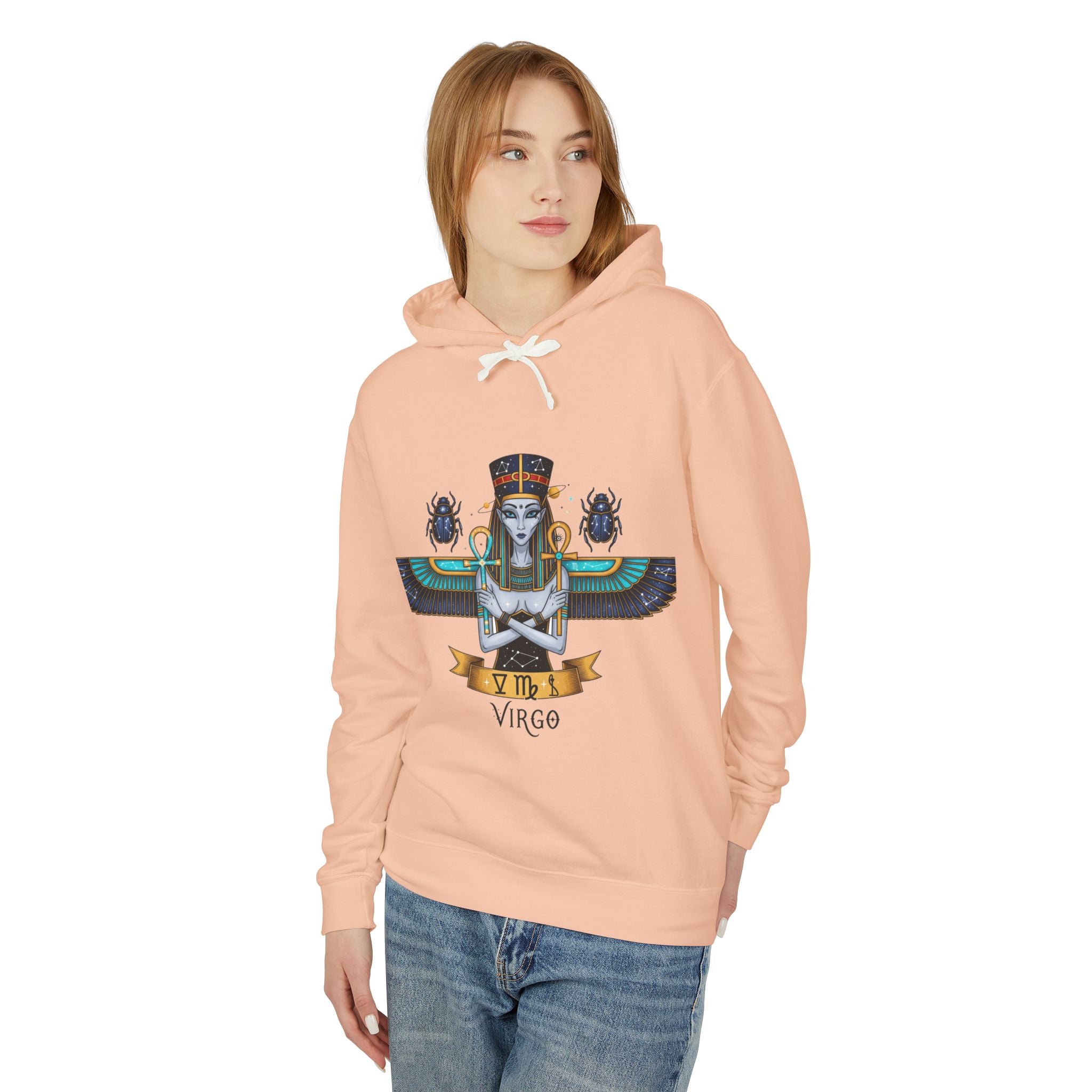 Virgo Unisex Lightweight Hooded Sweatshirt, Astrology Gift, Boho Style, Zodiac Hoodie, Halloween Apparel, Casual Wear