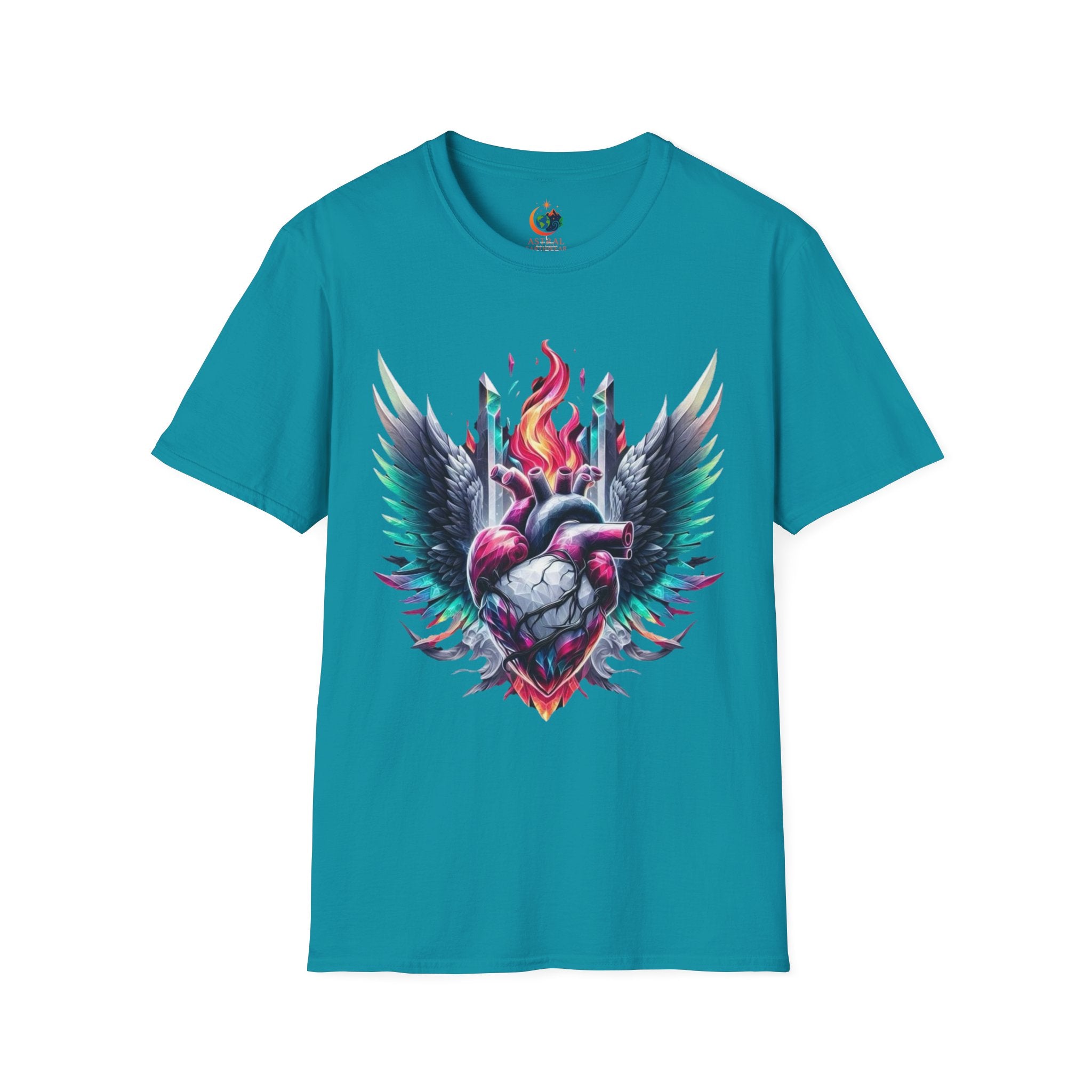 Artistic Heart Wings T-Shirt | Unisex Softstyle Tee, Heart Design Shirt, Graphic Art Tee, Trendy Casual Top, Gift for Art Lovers