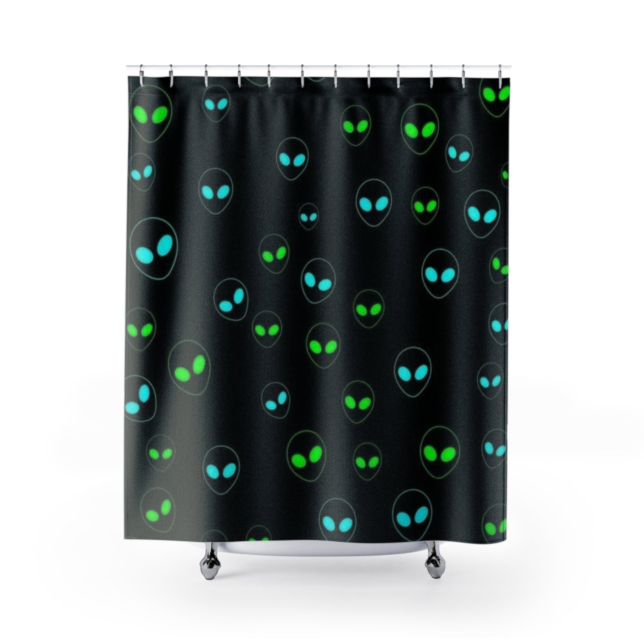 Alien-Inspired Shower Curtain - Fun Bathroom Decor for Sci-Fi Lovers, Gifts for Space Enthusiasts, Unique Home Accent, Modern Bathroom