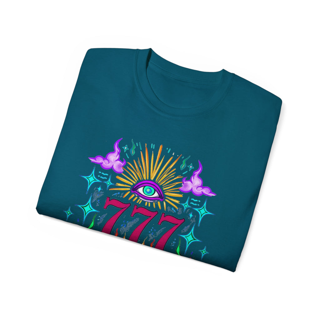 Mystical 777 Graphic Tee - Unisex Retro Spiritual Shirt, Gift for Tarot Lovers, Festival Wear, Casual Boho Top, Unique Art Tee