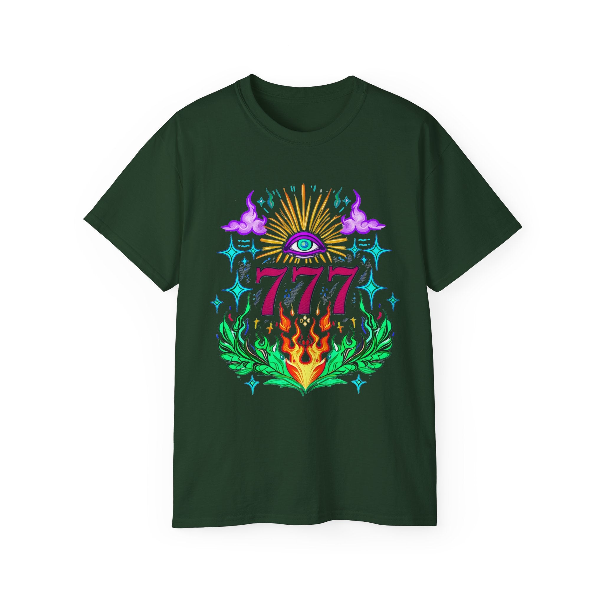 Mystical 777 Graphic Tee - Unisex Retro Spiritual Shirt, Gift for Tarot Lovers, Festival Wear, Casual Boho Top, Unique Art Tee