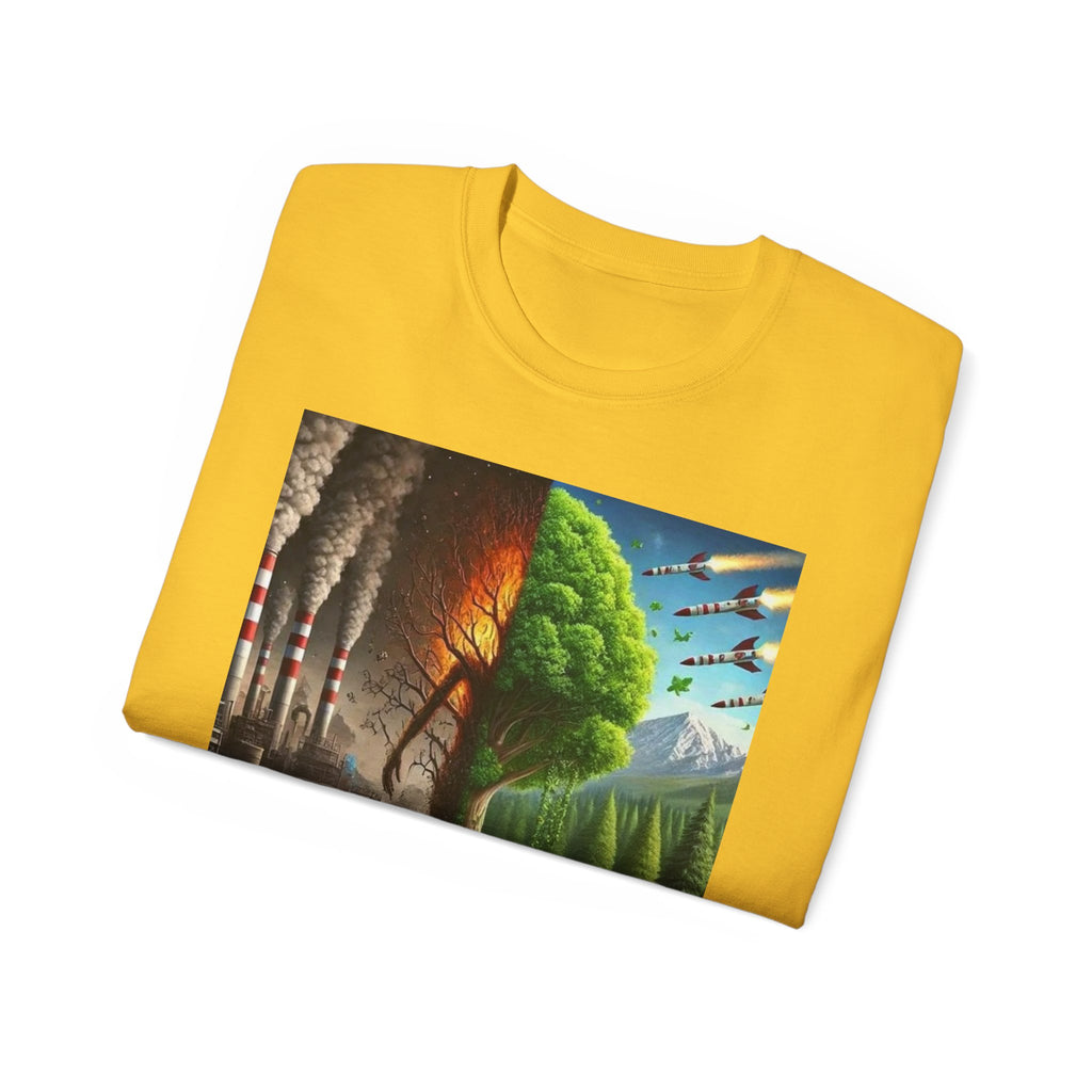 Eco-Conscious Graphic Tee - Nature vs. Pollution Art, Unisex T-Shirt for Environmental Awareness, Eco-Friendly Gift, Earth Day Apparel,