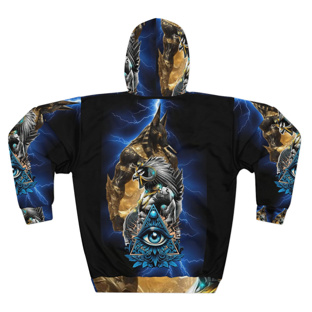 Mystical Wolf Hoodie - Unisex AOP Pullover for Nature Lovers, Cozy Hooded Sweatshirt, Unique Gift for Adventurers, Festival Wear, Eye Design