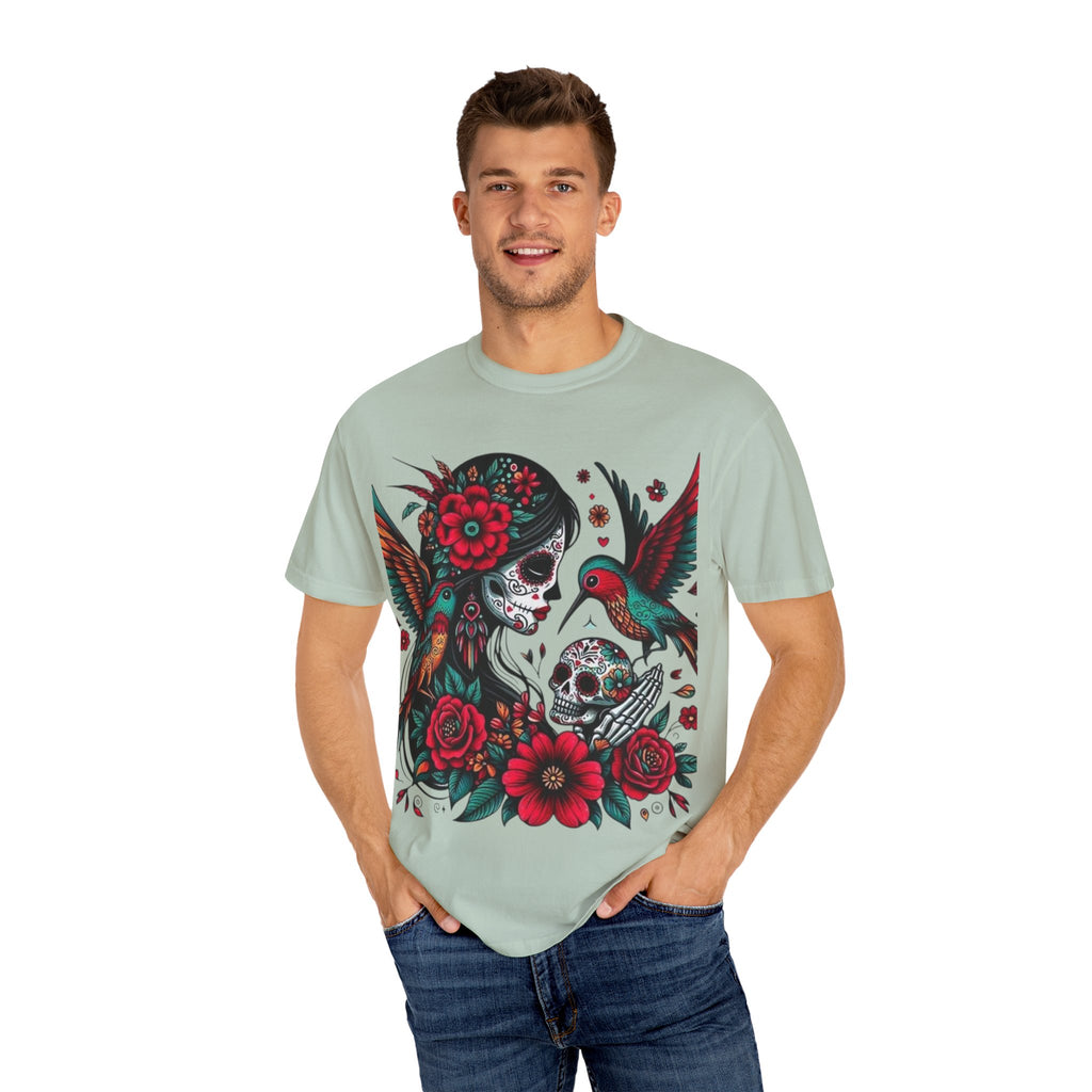 Sugar Skull Floral Unisex T-Shirt - Vibrant Day of the Dead Design