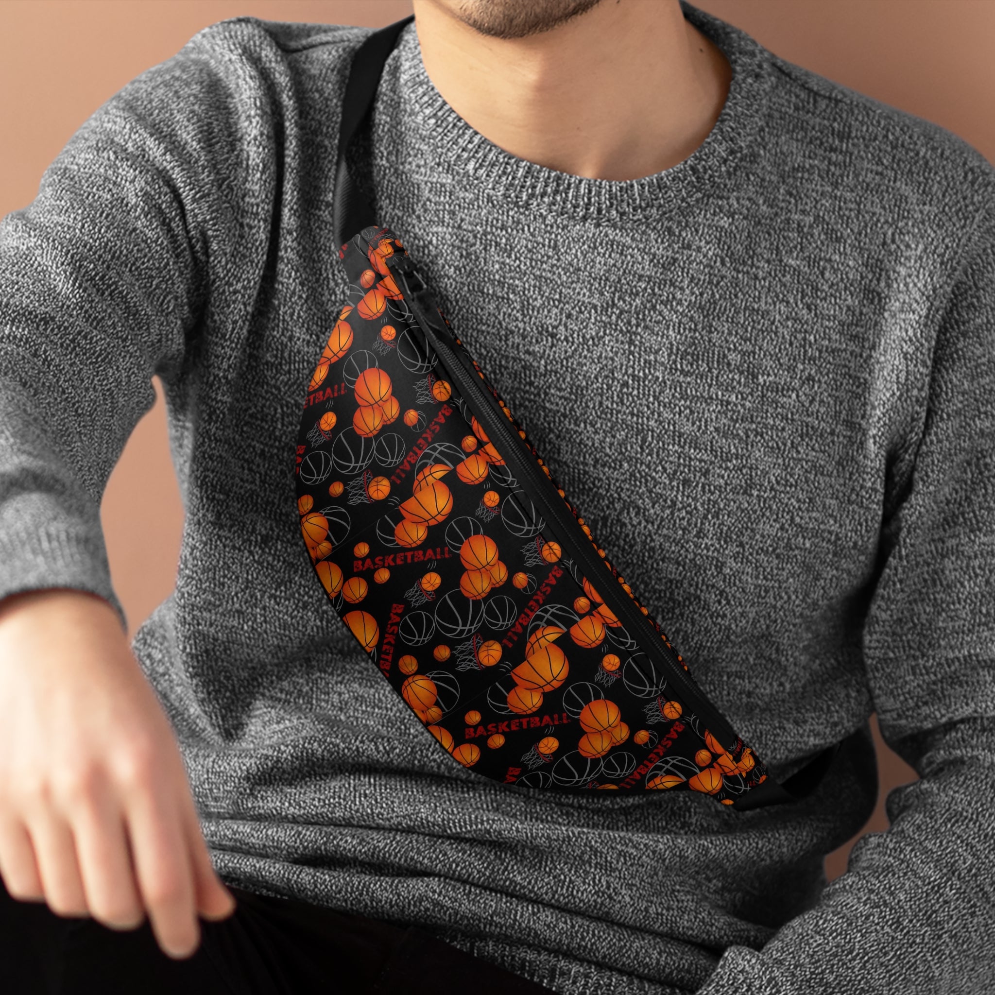 Basketball Pattern Fanny Pack - Sporty Fashion for Fans, Perfect for Game Days, Festivals, Outdoor Adventures, Practical Gift