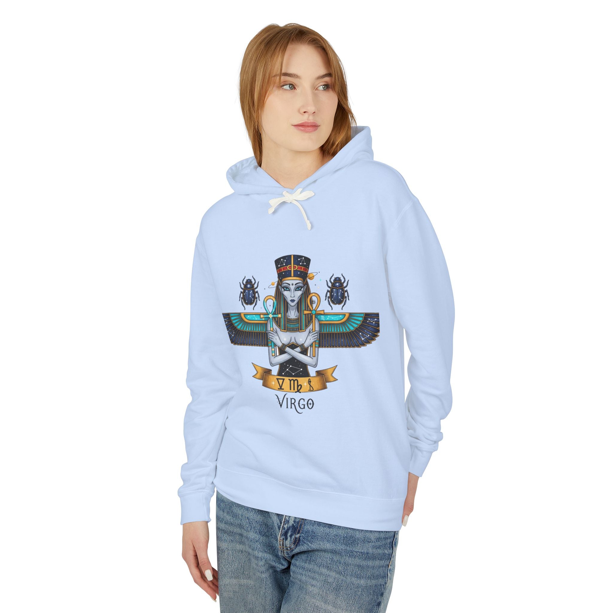 Virgo Unisex Lightweight Hooded Sweatshirt, Astrology Gift, Boho Style, Zodiac Hoodie, Halloween Apparel, Casual Wear