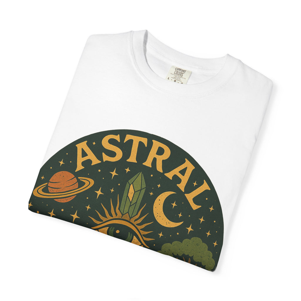 Astral Earthwear Unisex T-Shirt, Boho Graphic Tee, Celestial Design Shirt, Gift for Nature Lovers, Casual Earthy Style