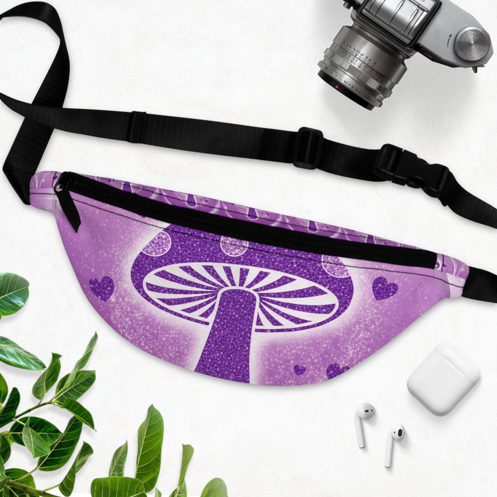Purple Mushroom Fanny Pack, Trendy Bumbag for Festivals, Outdoor Adventure Bag, Cute Hip Pack, Mushroom Lover Gift