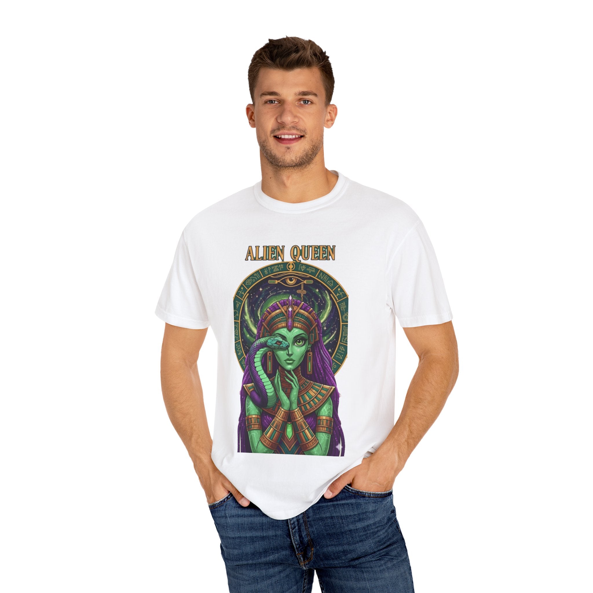 Alien Queen T-Shirt, Unisex Graphic Tee, Vintage-Style Apparel, Space-Themed Gift, Cool Casual Wear, Festival Fashion, Unique Gift Idea