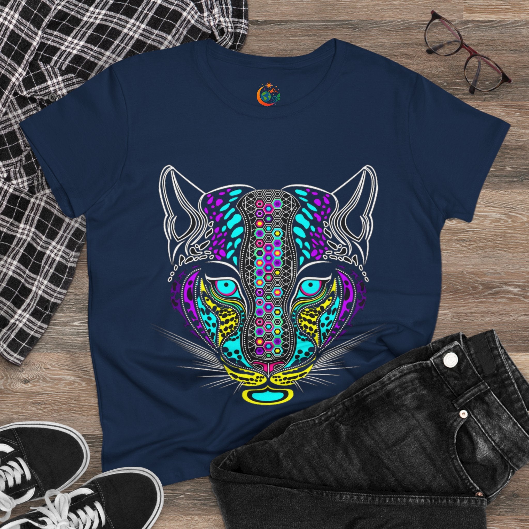 Colorful Tiger Print Women's Cotton Tee, Animal Lover Gift, Casual Wear, Boho Style, Unique Graphic Shirt