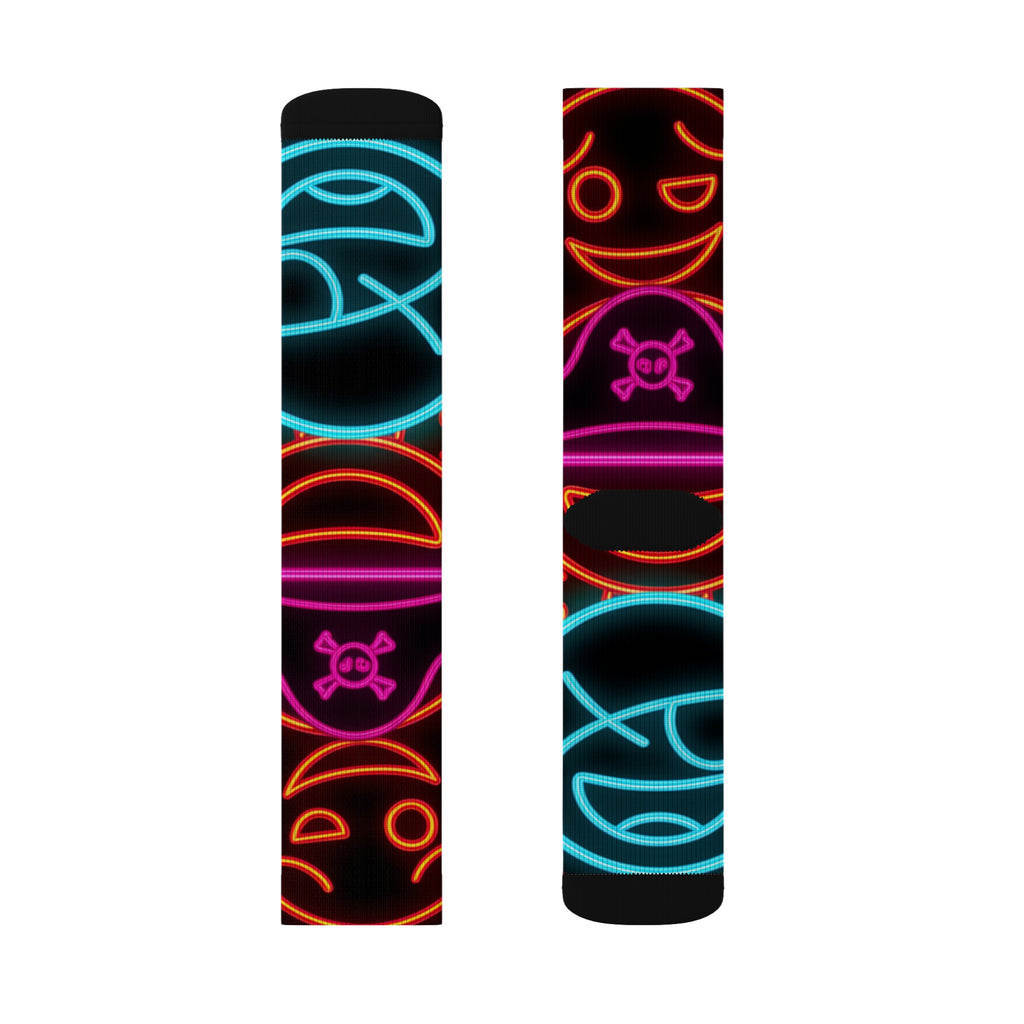 Neon Vibe Sublimation Socks | Funky Colorful Socks for Everyday Wear, Gift for Friends, Festival Accessory, Unique Fashion Statement