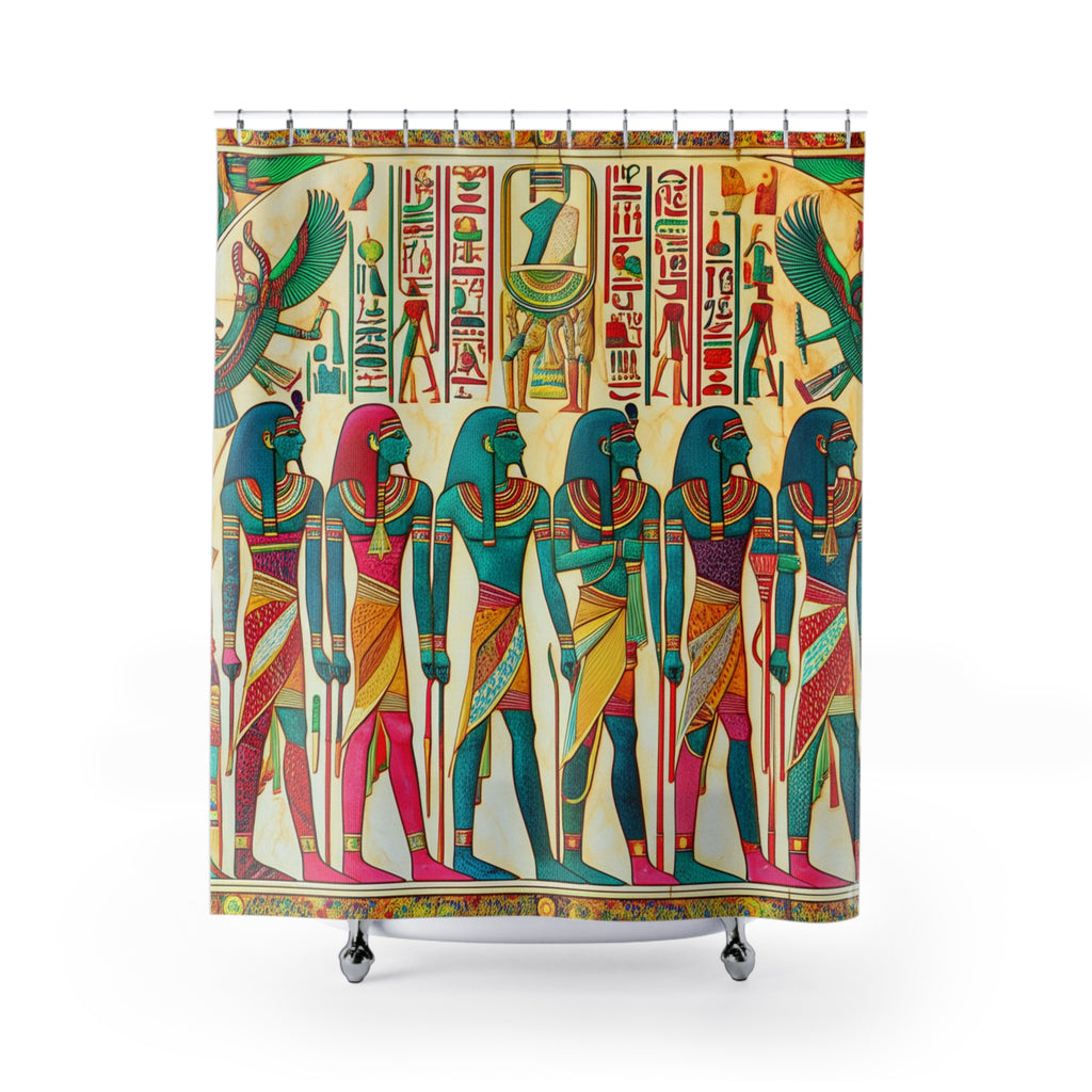 Vibrant Egyptian Print Shower Curtain, Boho Bathroom Decor, Unique Home Accessory, Gifts for Egypt Lovers, Stylish Bathing Experience, [...]