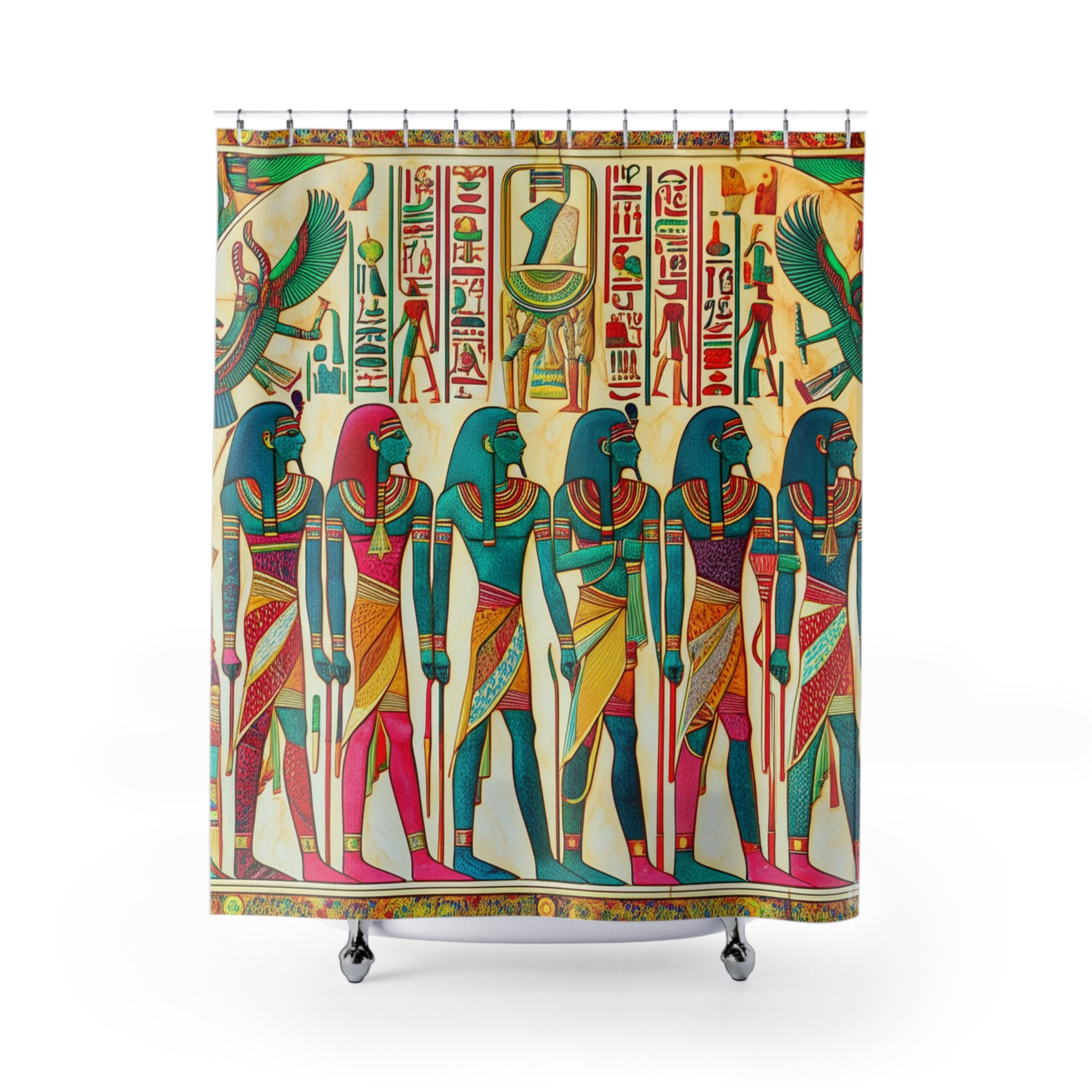 Vibrant Egyptian Print Shower Curtain, Boho Bathroom Decor, Unique Home Accessory, Gifts for Egypt Lovers, Stylish Bathing Experience, [...]