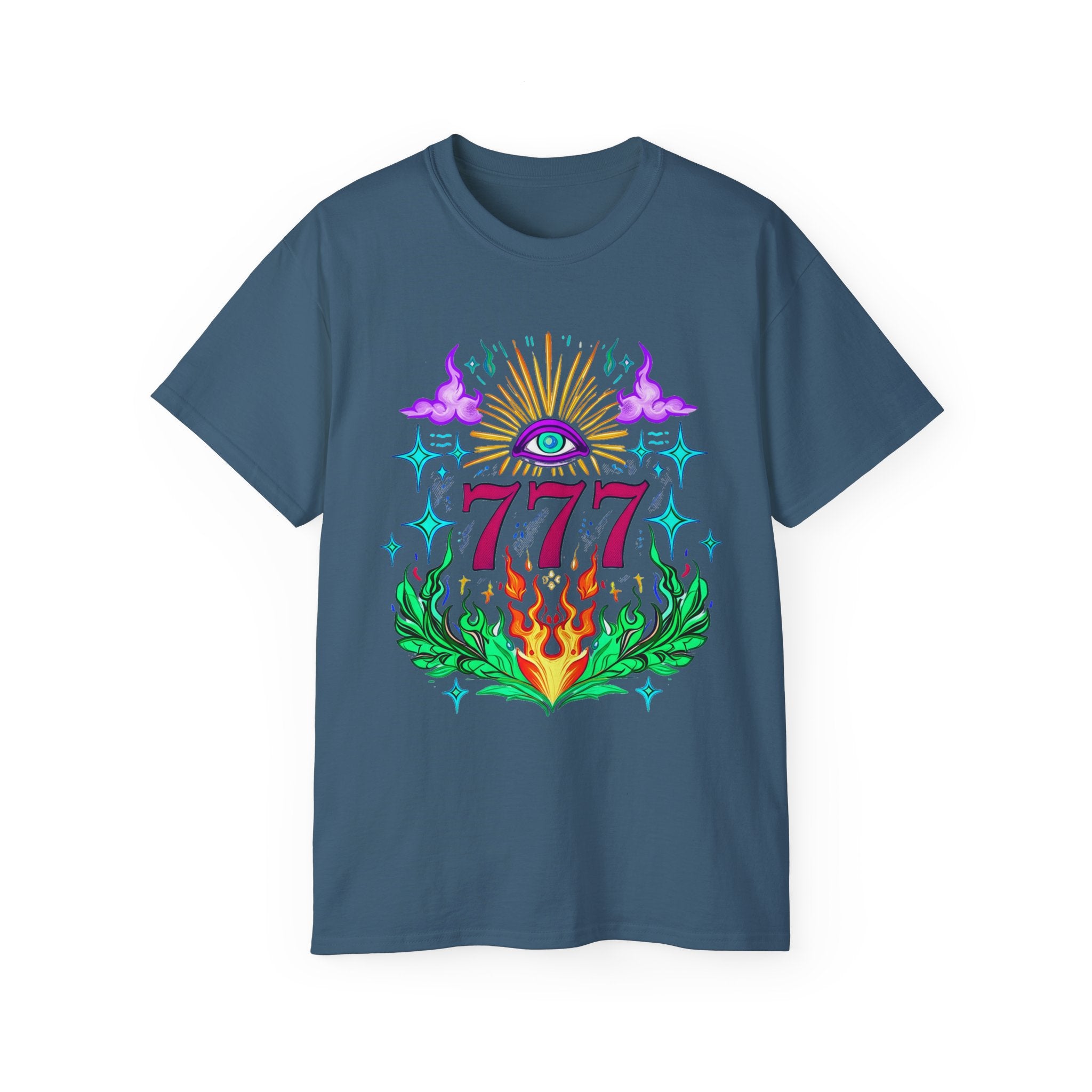 Mystical 777 Graphic Tee - Unisex Retro Spiritual Shirt, Gift for Tarot Lovers, Festival Wear, Casual Boho Top, Unique Art Tee