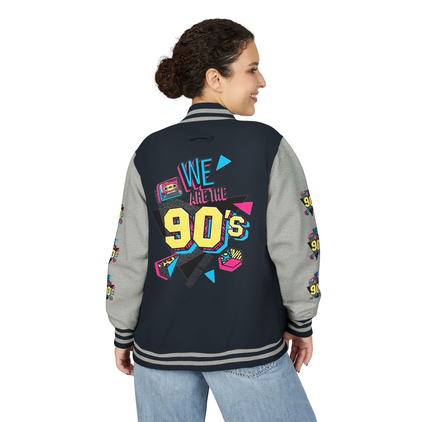 90's Nostalgia Unisex Letterman Jacket - Vintage Style, Retro Apparel, Gift for Him/Her, 90's Themed Party, Unisex Fashion