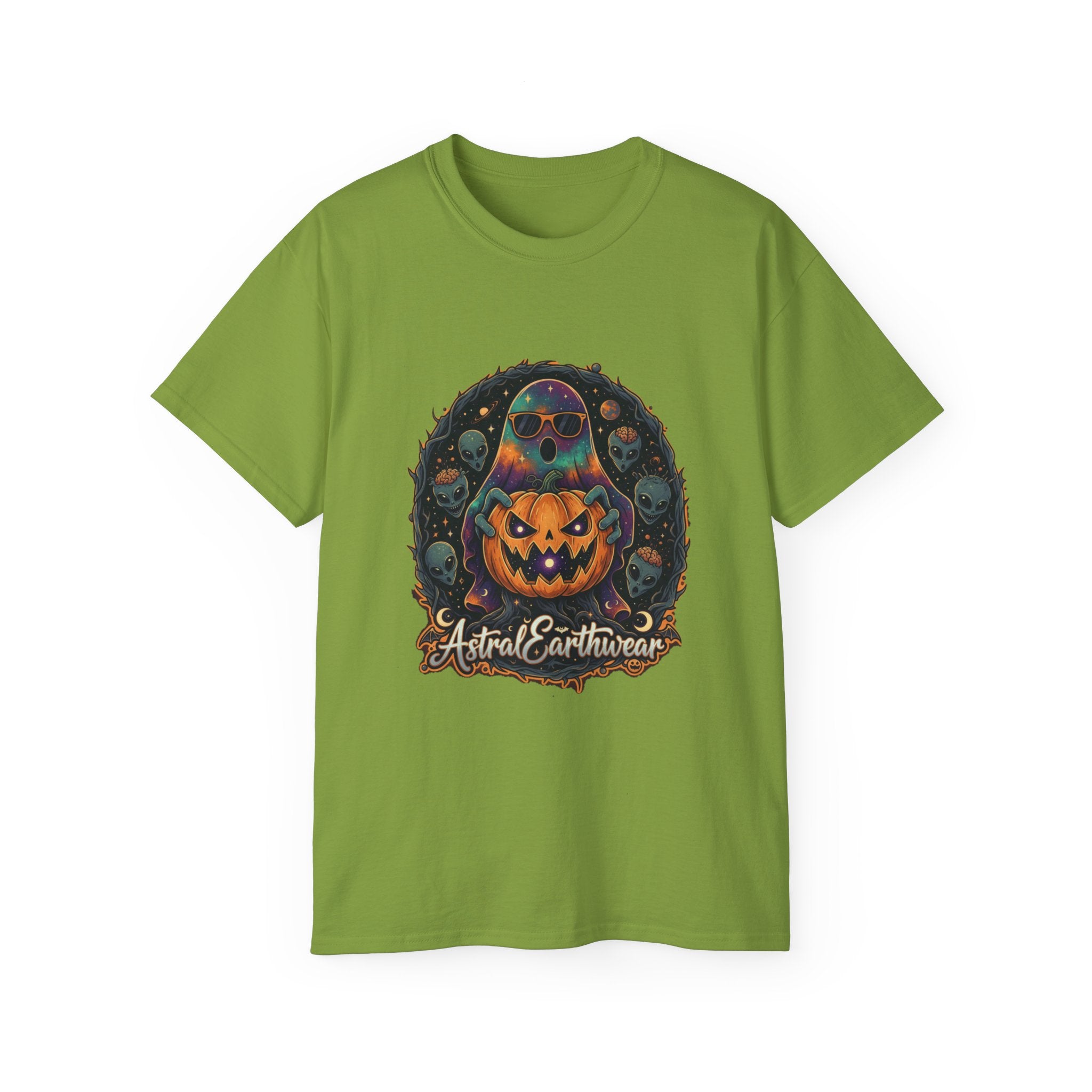Astral Earthwear Pumpkin Graphic Unisex Tee, Halloween Shirt, Fall Outfit, Casual Wear, Spooky T-Shirt, Unique Gift Idea