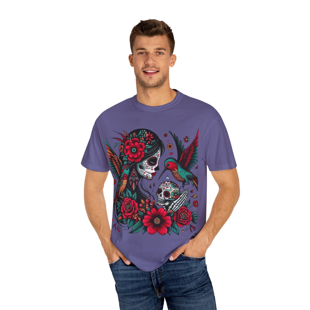 Sugar Skull Floral Unisex T-Shirt - Vibrant Day of the Dead Design