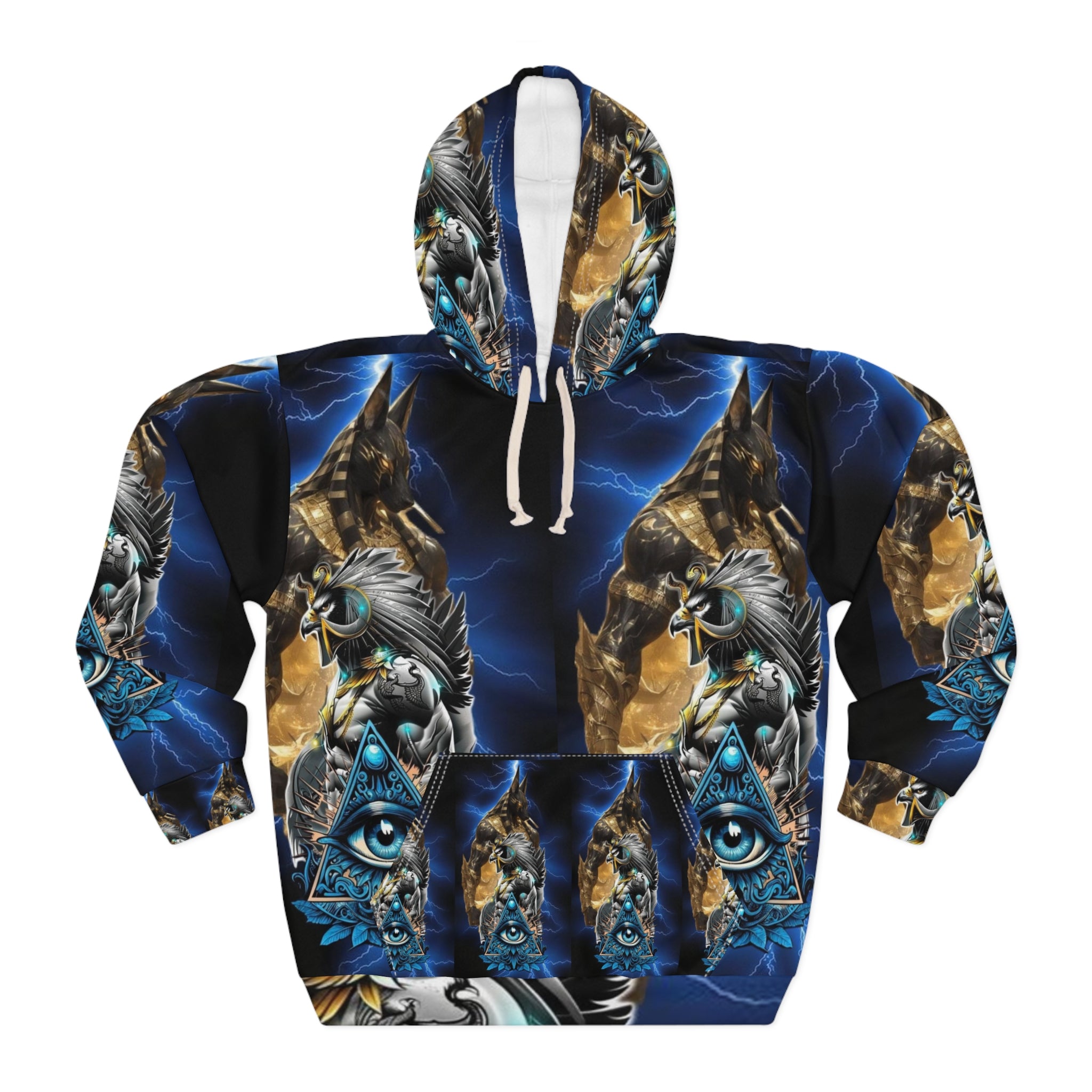 Mystical Wolf Hoodie - Unisex AOP Pullover for Nature Lovers, Cozy Hooded Sweatshirt, Unique Gift for Adventurers, Festival Wear, Eye Design