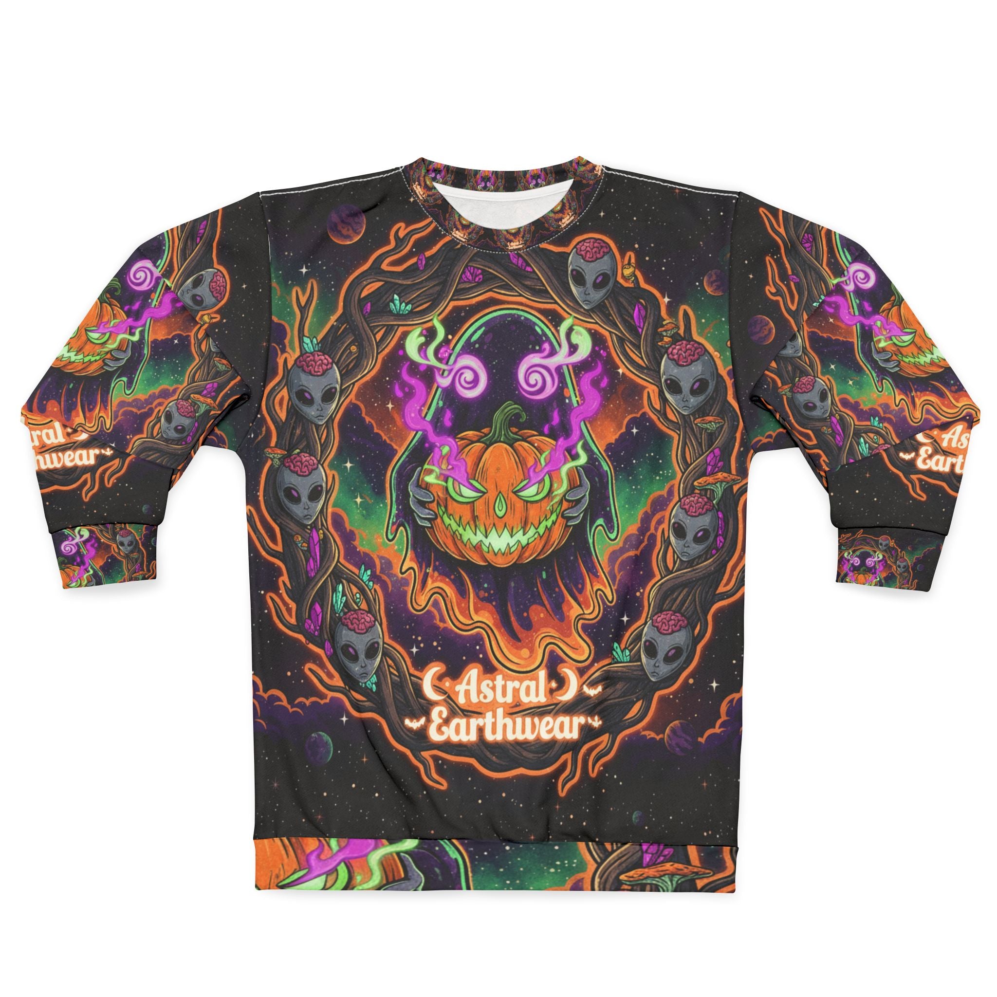 Eerie Astral Sweatshirt, Spooky Fall Fashion, Halloween Gift, Unisex Casual Wear, Unique Graphic Pullover, Cozy Autumn Apparel