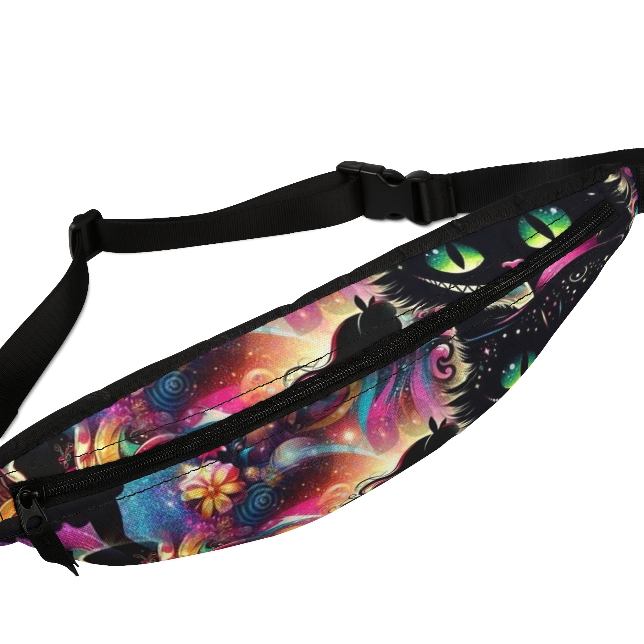Psychedelic Fanny Pack, Colorful Waist Bag for Festivals, Boho Style Bag, Unique Accessories for Music Lovers, Cat Lover Gift