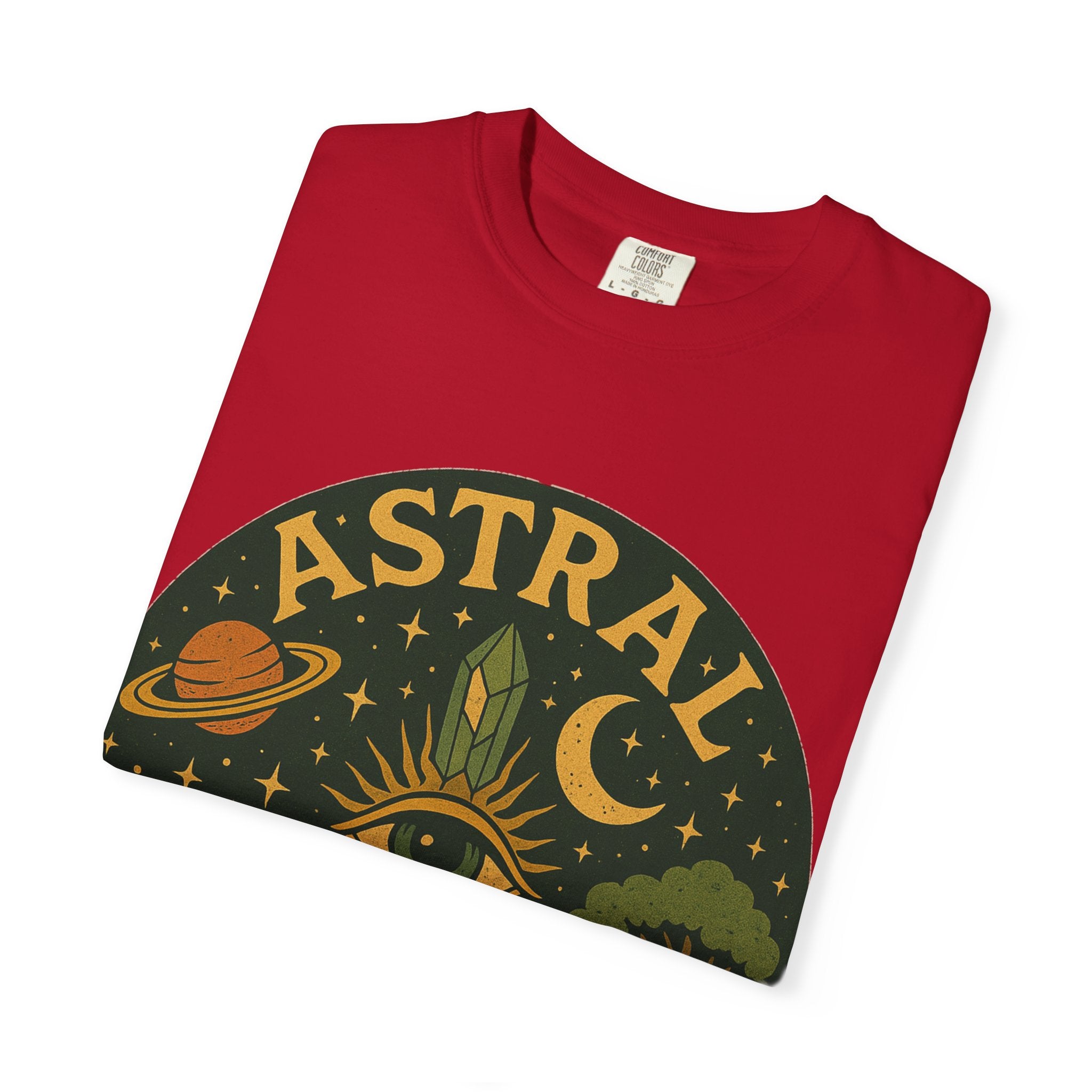 Astral Earthwear Unisex T-Shirt, Boho Graphic Tee, Celestial Design Shirt, Gift for Nature Lovers, Casual Earthy Style