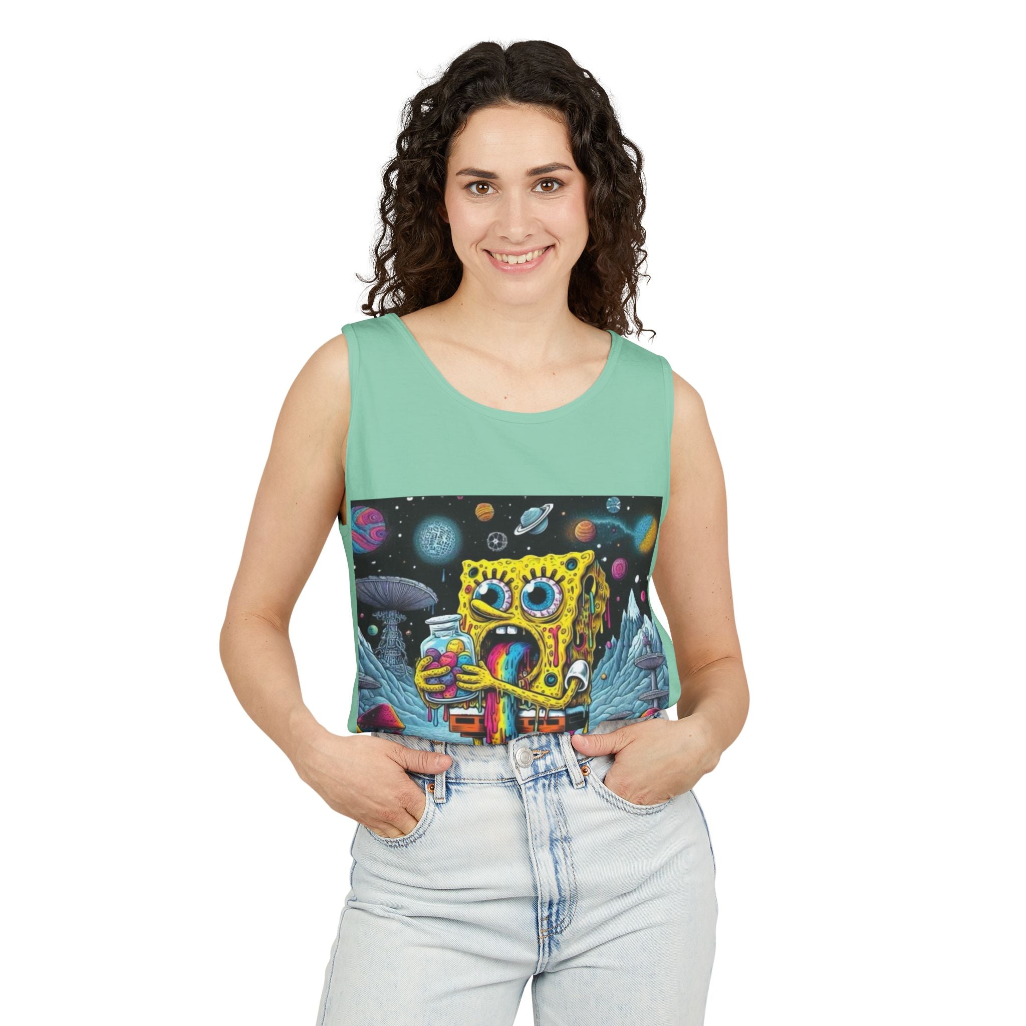 Colorful Spongebob Tank Top - Unisex Garment-Dyed Summer Wear