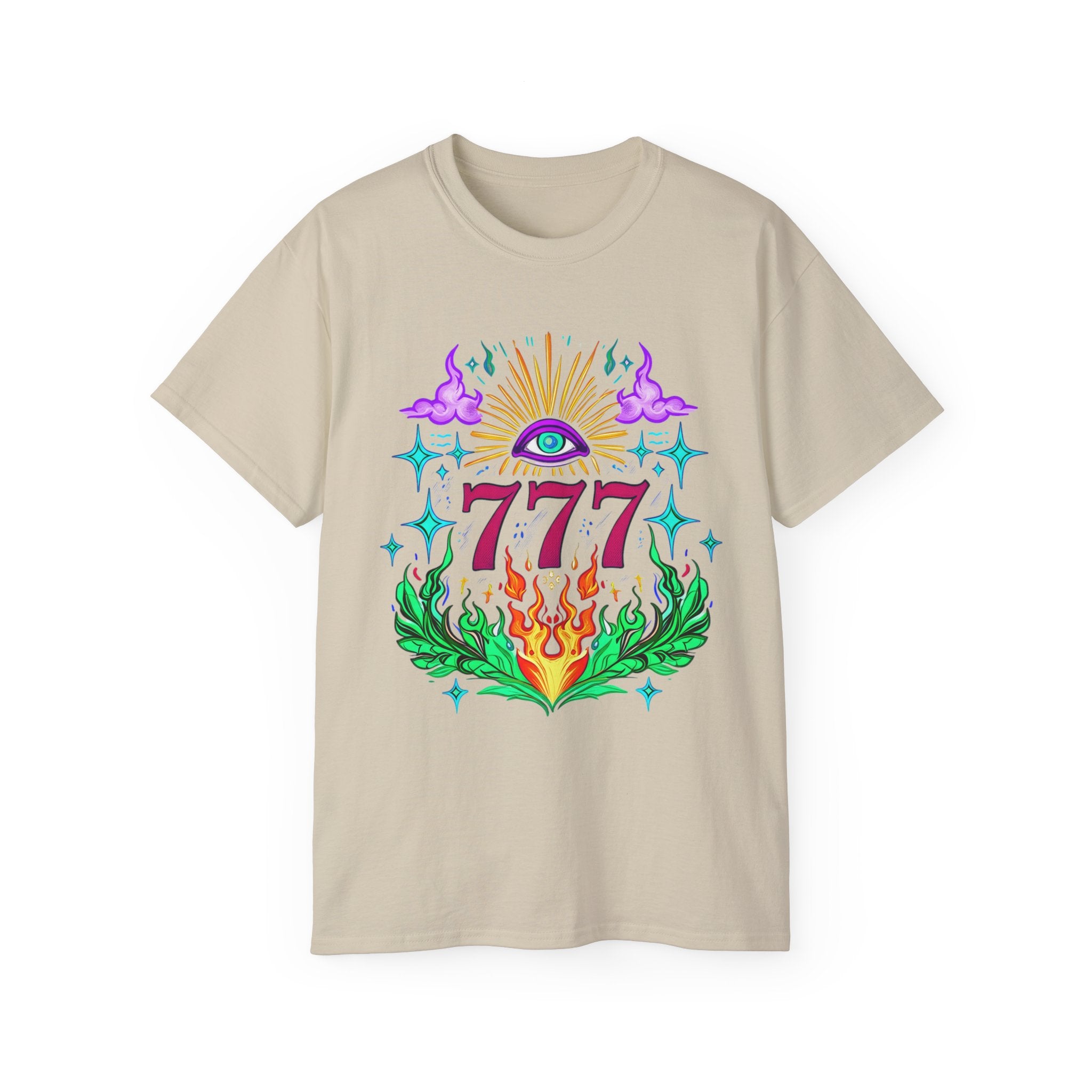 Mystical 777 Graphic Tee - Unisex Retro Spiritual Shirt, Gift for Tarot Lovers, Festival Wear, Casual Boho Top, Unique Art Tee