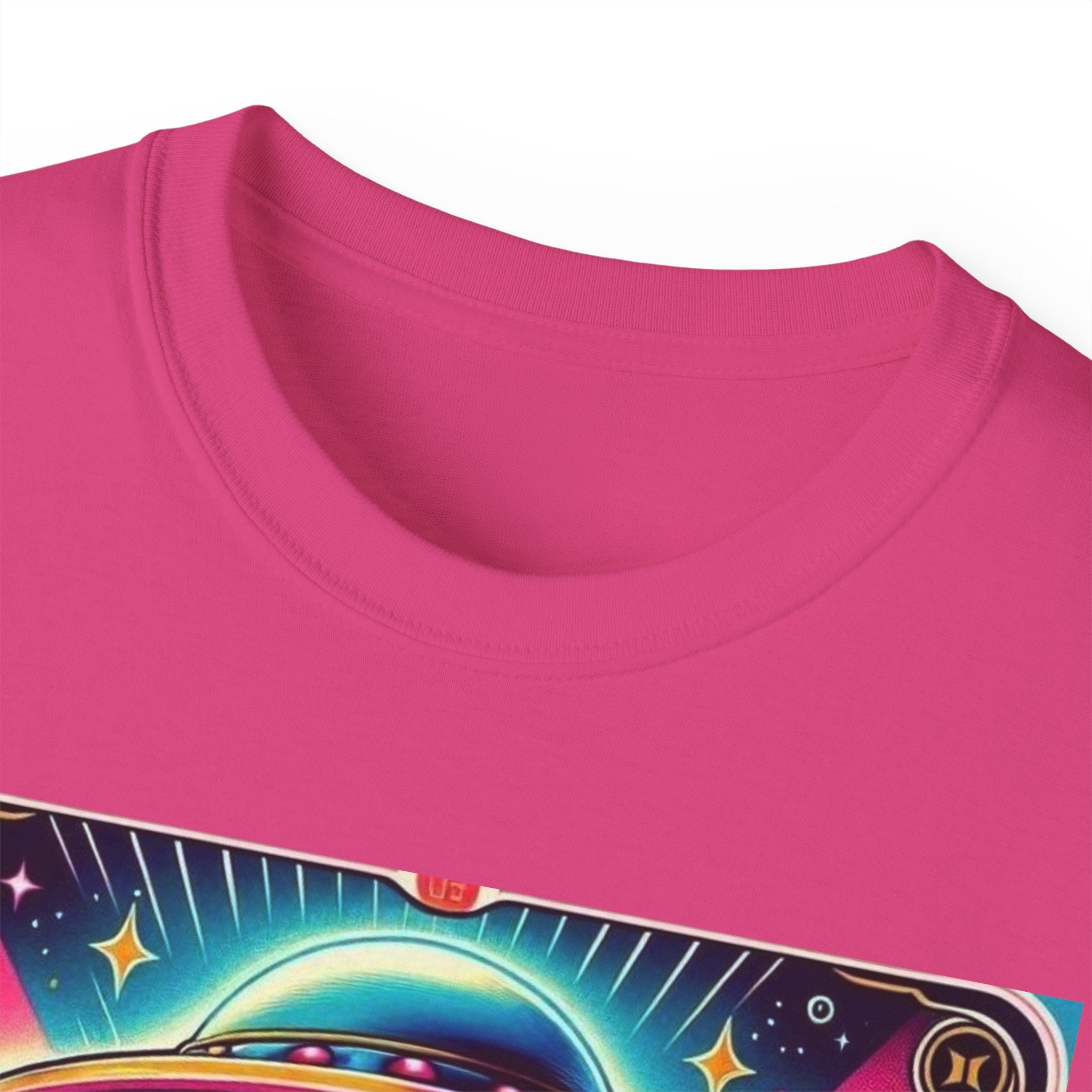 Colorful UFO Graphic Tee, Retro Alien Shirt, Unisex Cotton T-Shirt, Fun Casual Wear, Gifts for Space Lovers, Festival Top