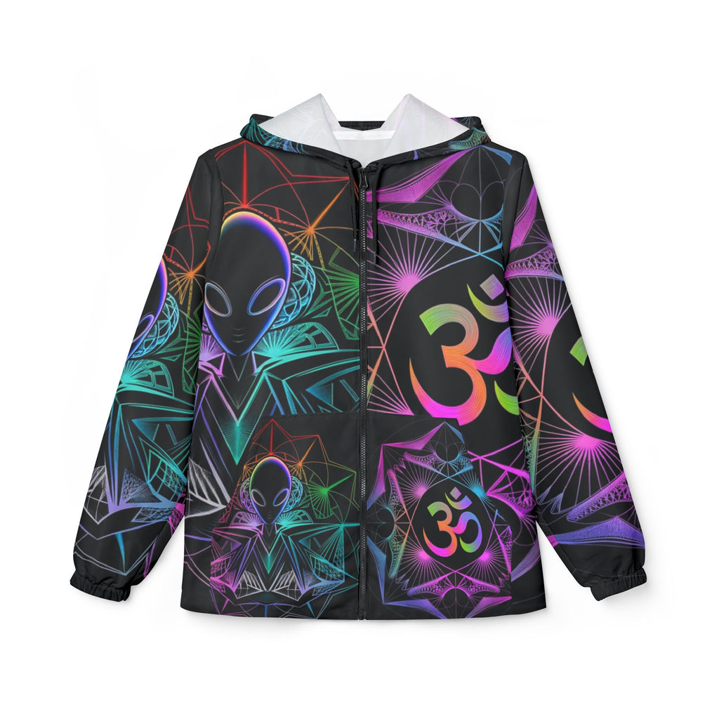 Mystical Alien Windbreaker Jacket, Bohemian Style Athleticwear, Festival Gear, Unique Streetwear, Spiritual Gifts for Him & Her
