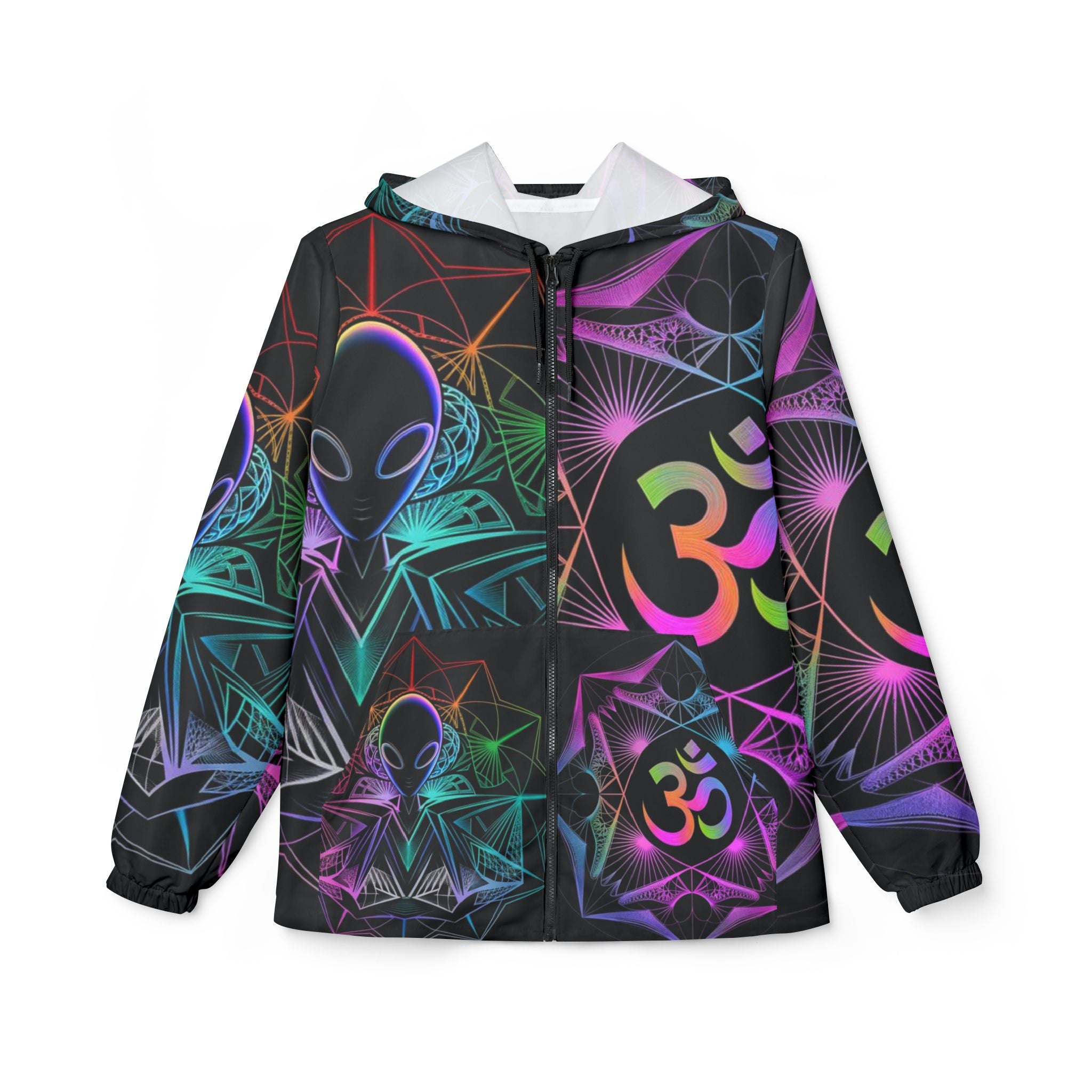 Mystical Alien Windbreaker Jacket, Bohemian Style Athleticwear, Festival Gear, Unique Streetwear, Spiritual Gifts for Him & Her