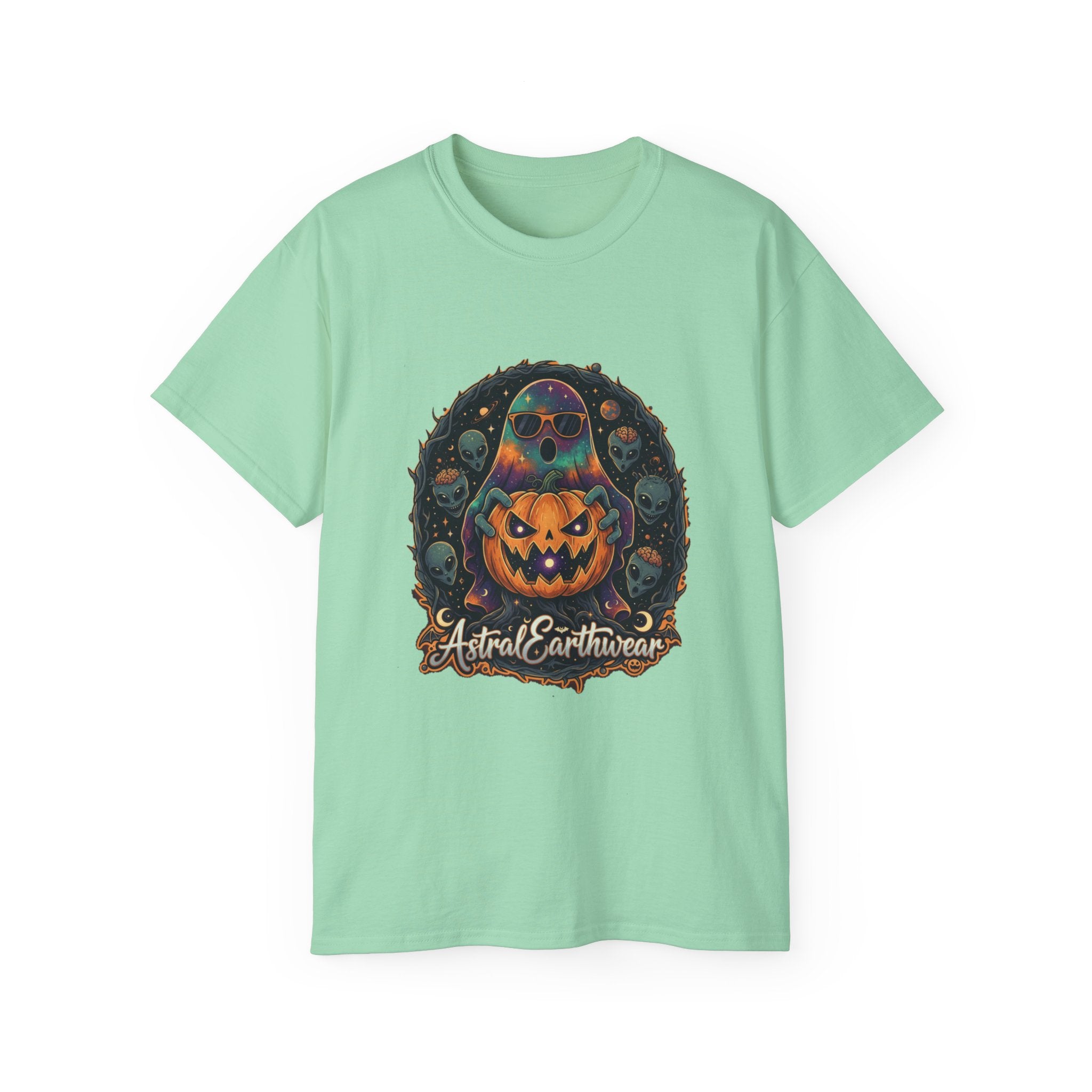 Astral Earthwear Pumpkin Graphic Unisex Tee, Halloween Shirt, Fall Outfit, Casual Wear, Spooky T-Shirt, Unique Gift Idea
