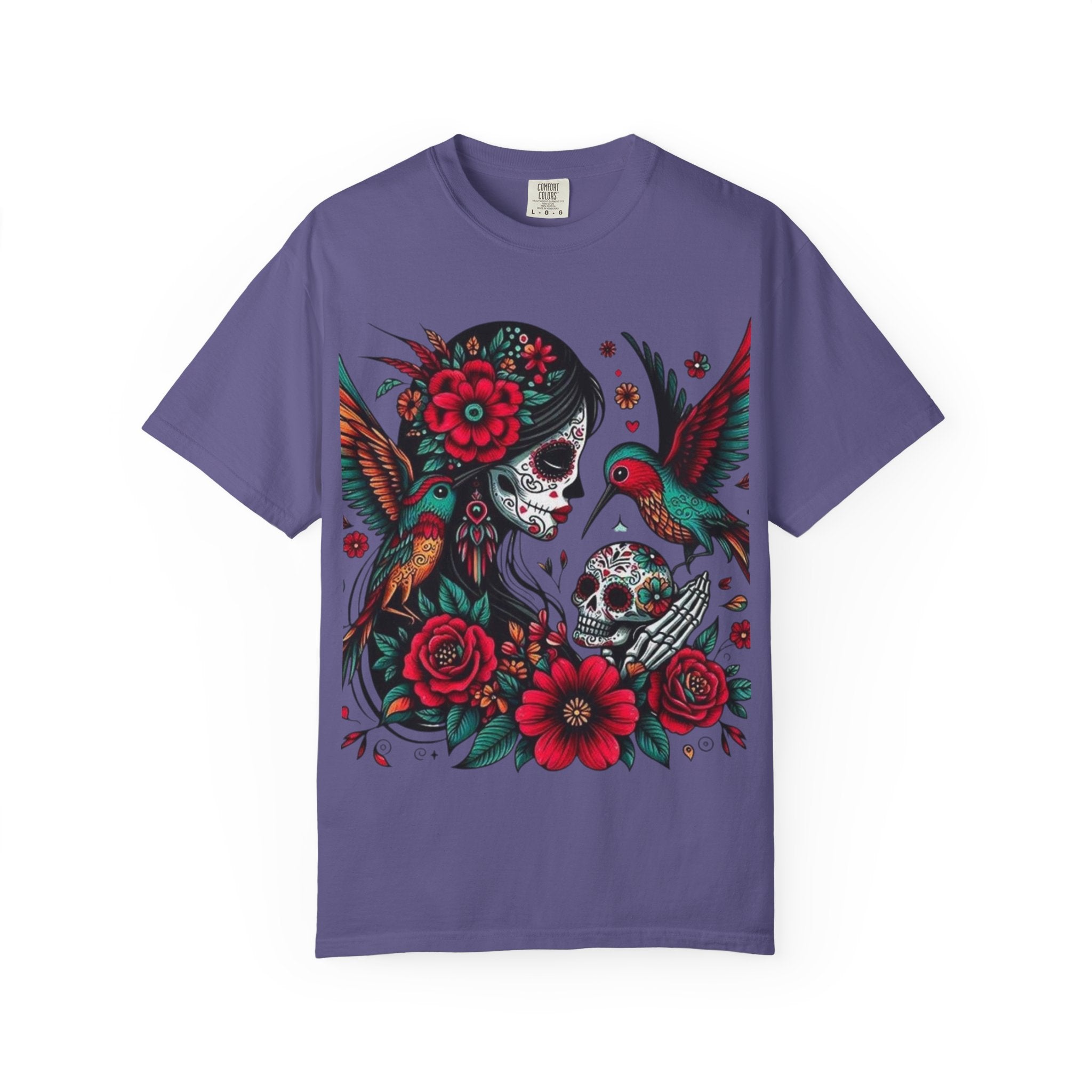 Sugar Skull Floral Unisex T-Shirt - Vibrant Day of the Dead Design