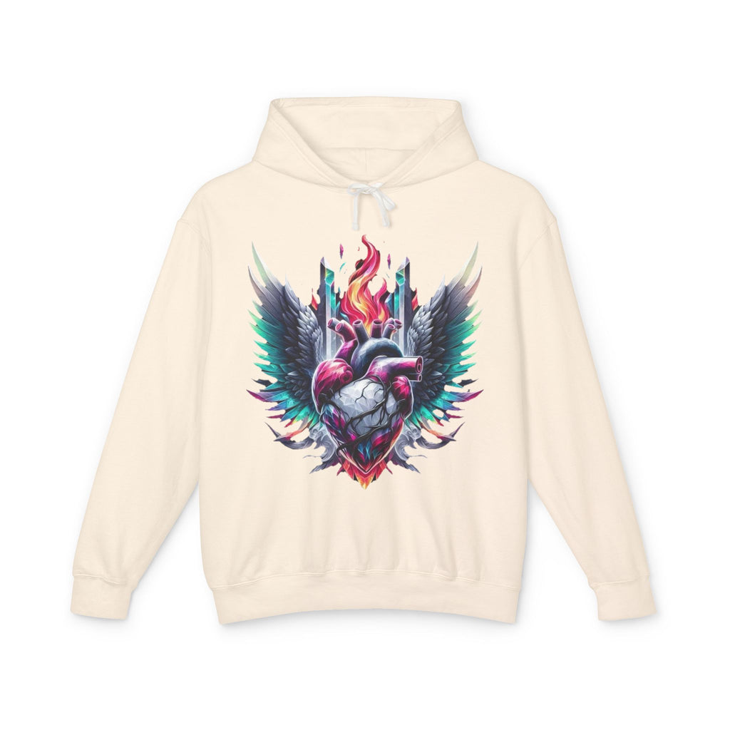 Heartfire Unisex Lightweight Hooded Sweatshirt, Artistic Hoodie, Unique Graphic Sweatshirt, Heart Design Hoodie, Comfortable Casual Wear