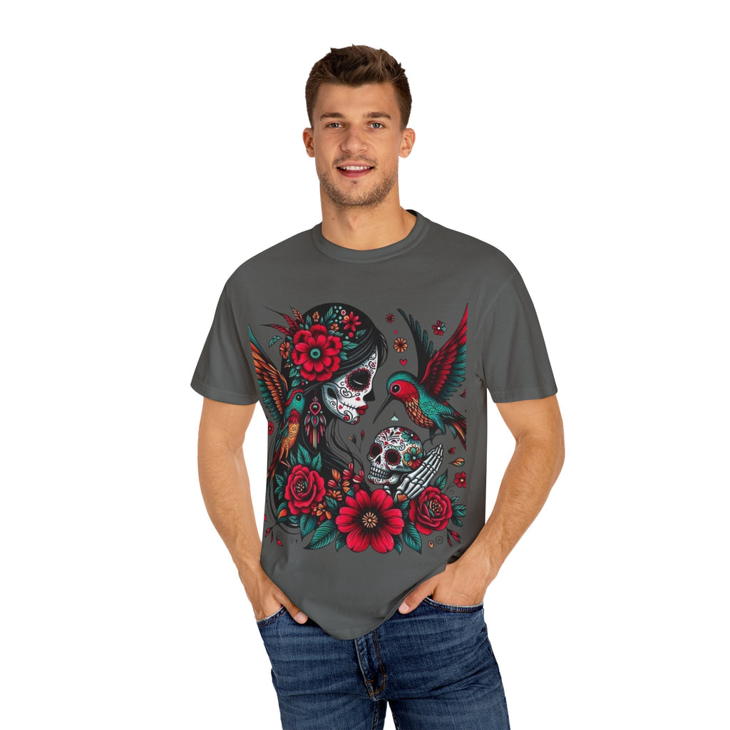 Sugar Skull Floral Unisex T-Shirt - Vibrant Day of the Dead Design