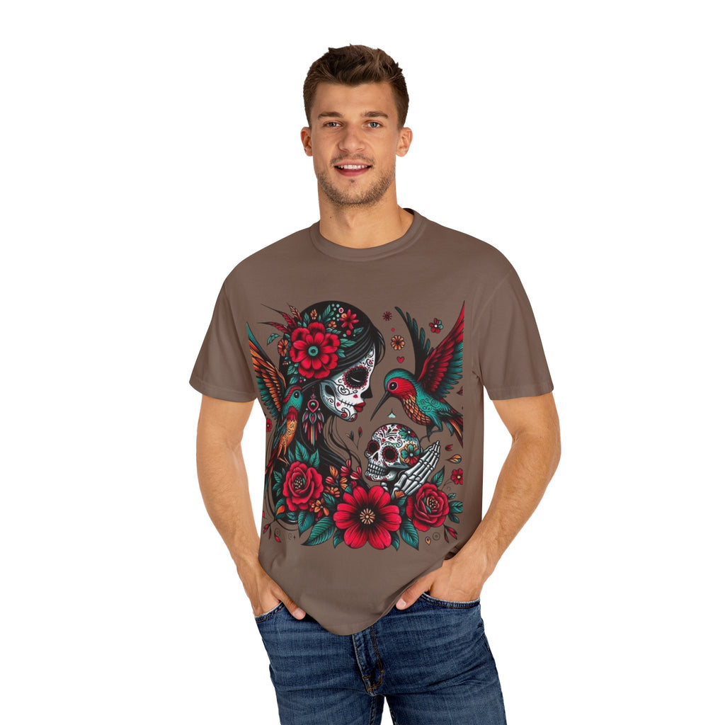 Sugar Skull Floral Unisex T-Shirt - Vibrant Day of the Dead Design