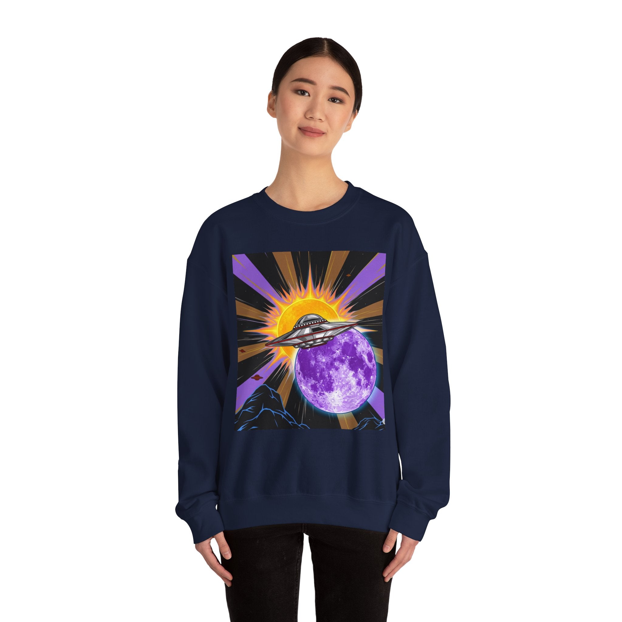 Cosmic Vibes Crewneck Sweatshirt, UFO Graphic Sweatshirt, Unisex Space Sweatshirt, Retro Astronaut Apparel, Gifts for Space Lovers, [...]