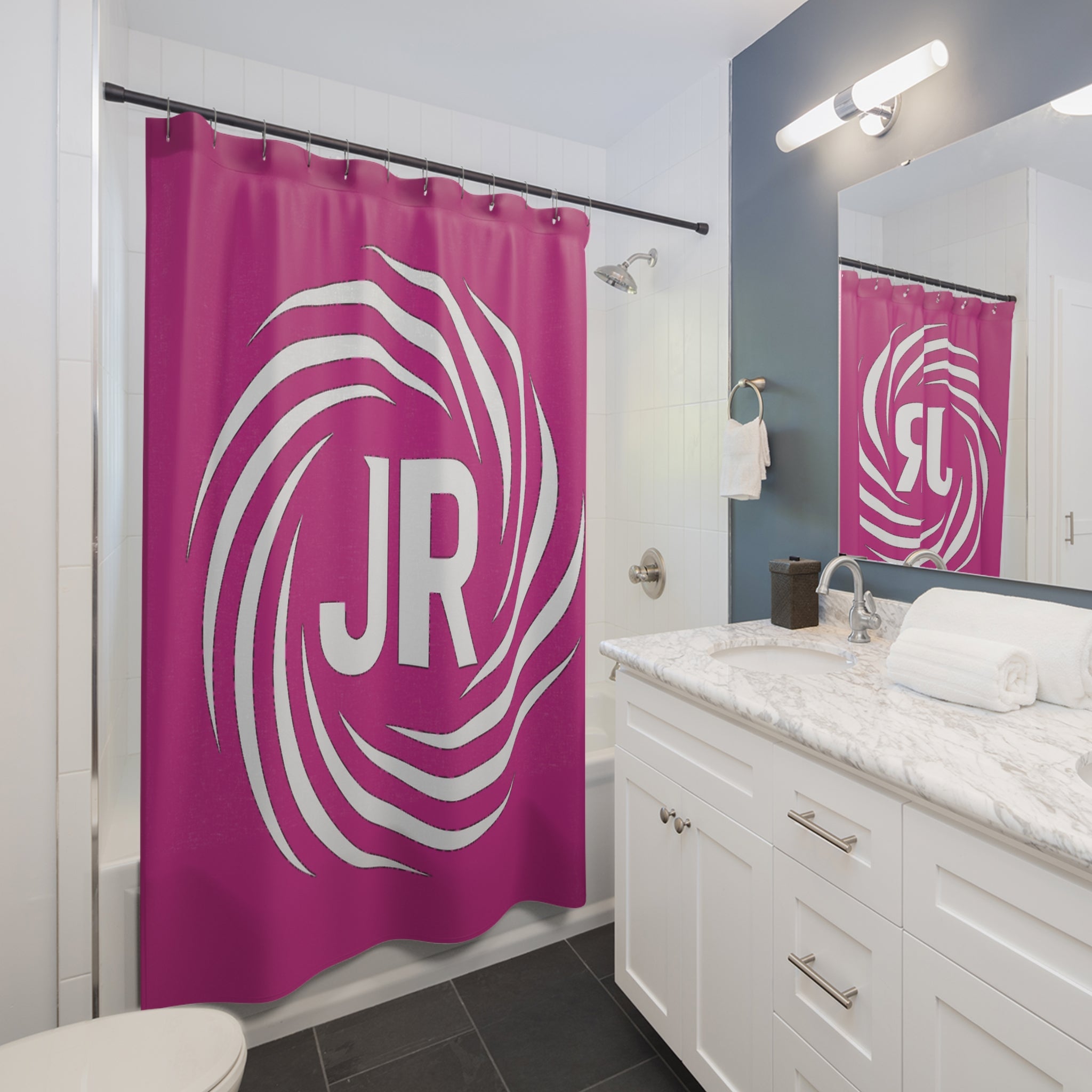 Personalized Monogram Shower Curtain - Vibrant Pink Design, Bathroom Decor, Custom Gift, Stylish Home Accessory, Unique Bathroom Accents