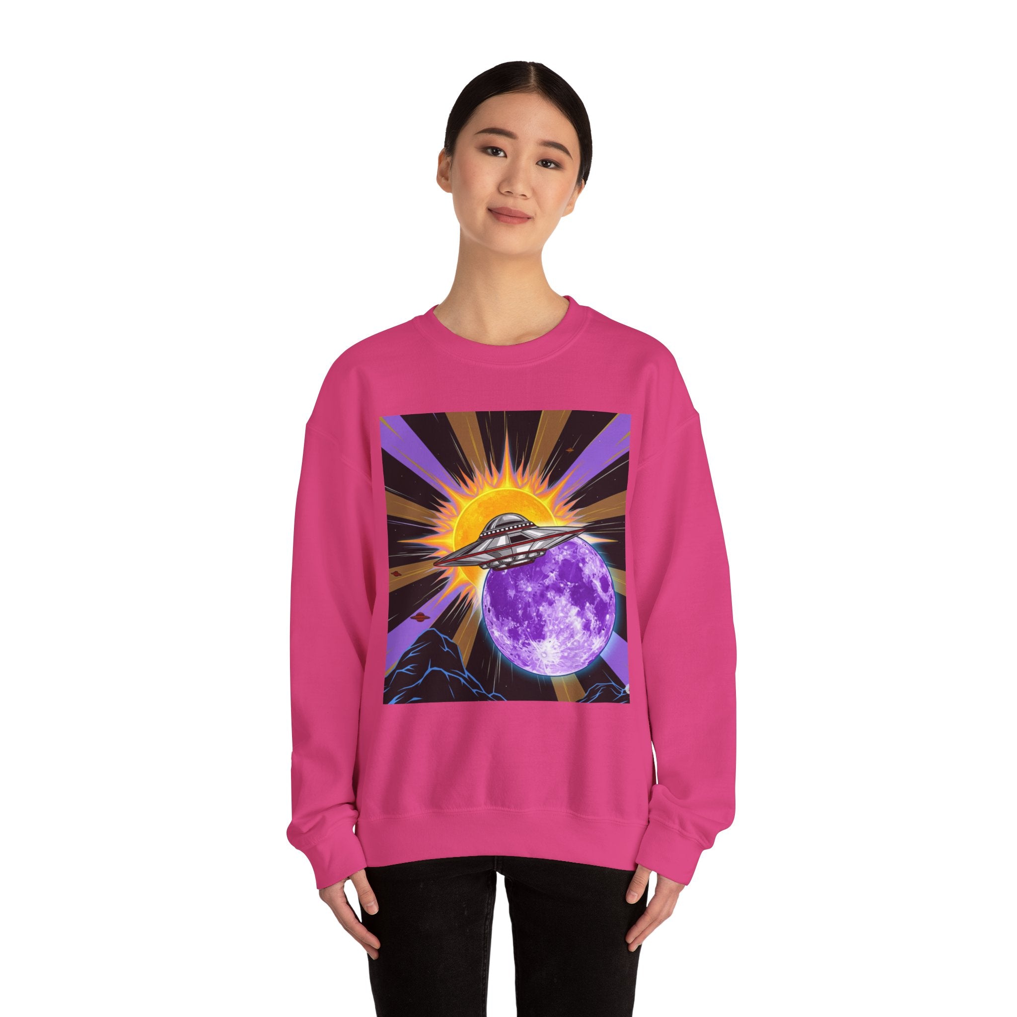 Cosmic Vibes Crewneck Sweatshirt, UFO Graphic Sweatshirt, Unisex Space Sweatshirt, Retro Astronaut Apparel, Gifts for Space Lovers, [...]