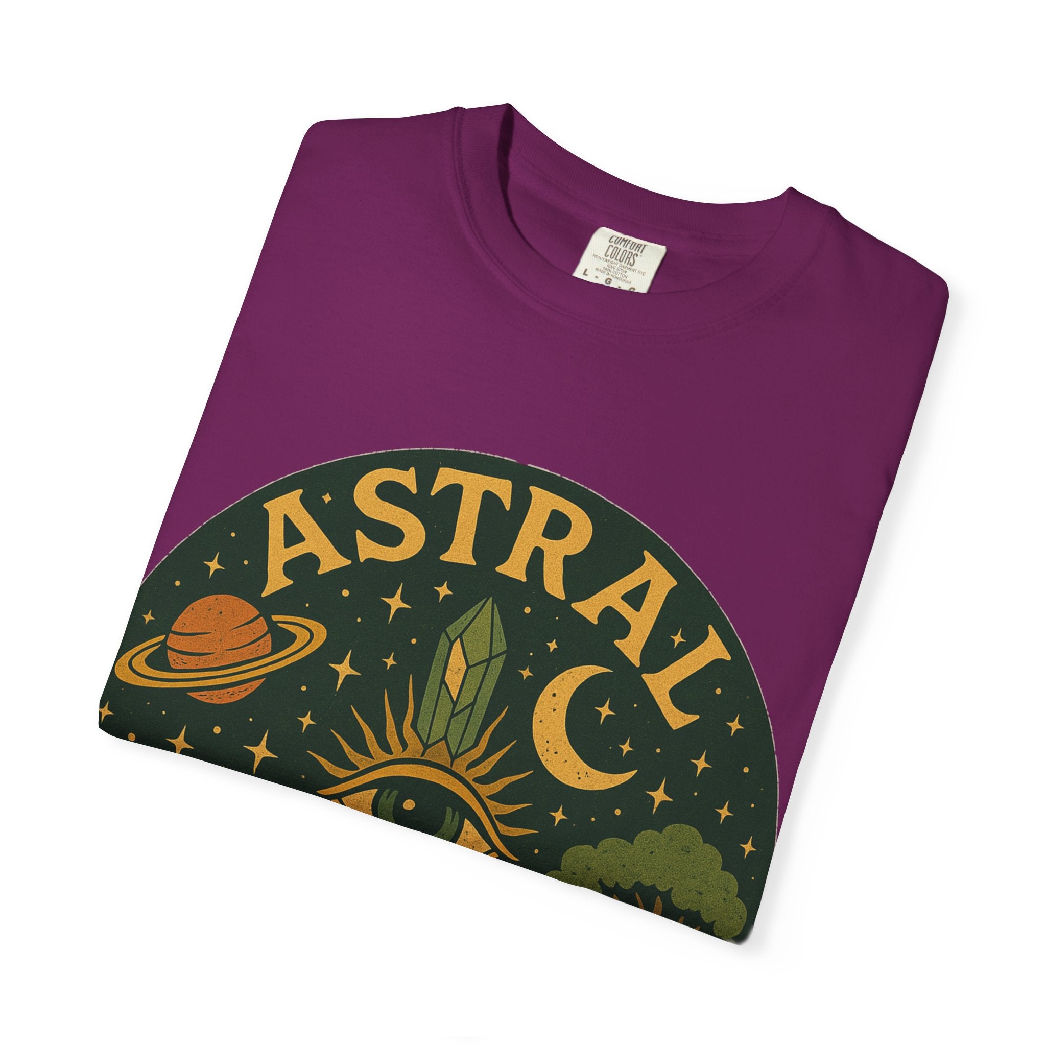Astral Earthwear Unisex T-Shirt, Boho Graphic Tee, Celestial Design Shirt, Gift for Nature Lovers, Casual Earthy Style