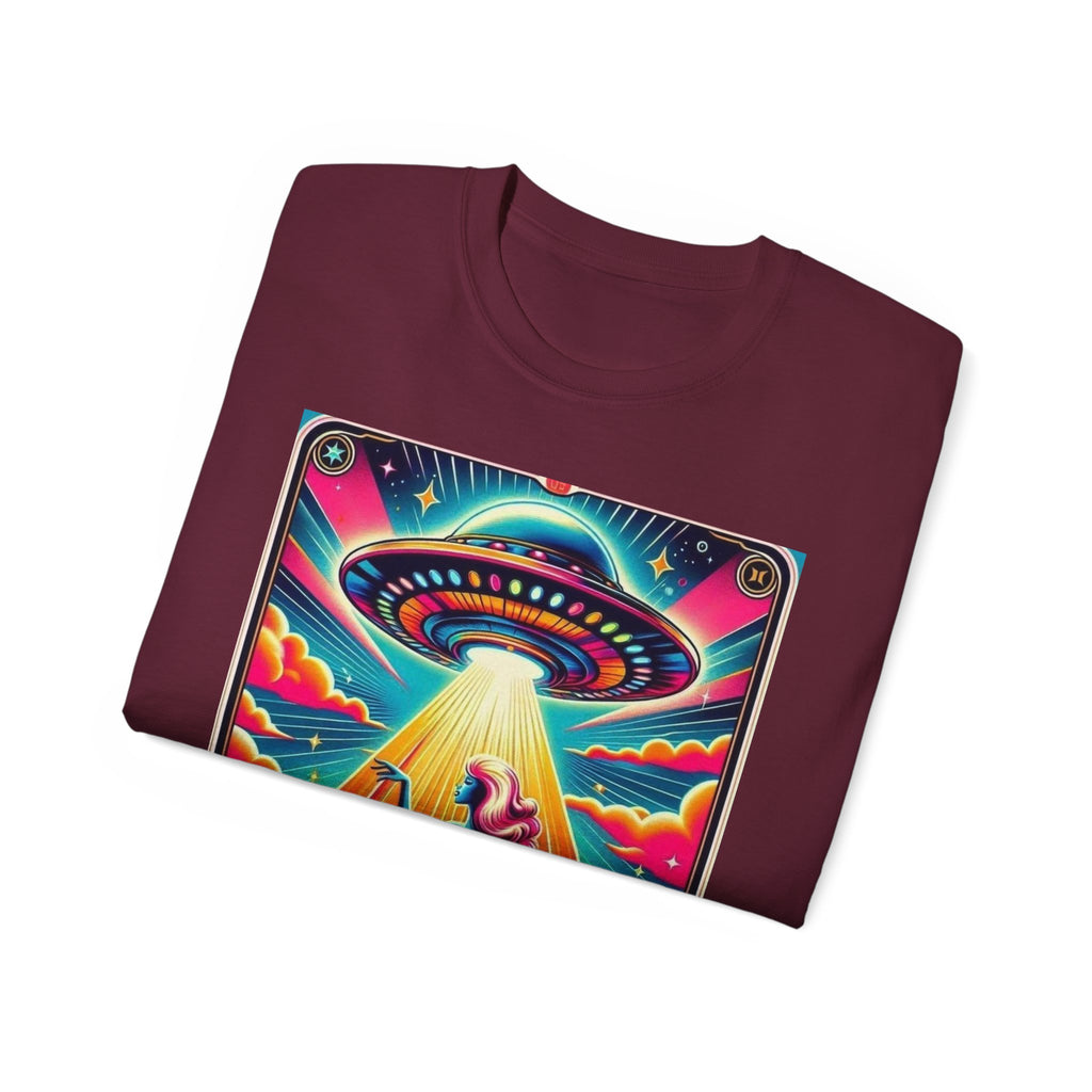 Colorful UFO Graphic Tee, Retro Alien Shirt, Unisex Cotton T-Shirt, Fun Casual Wear, Gifts for Space Lovers, Festival Top